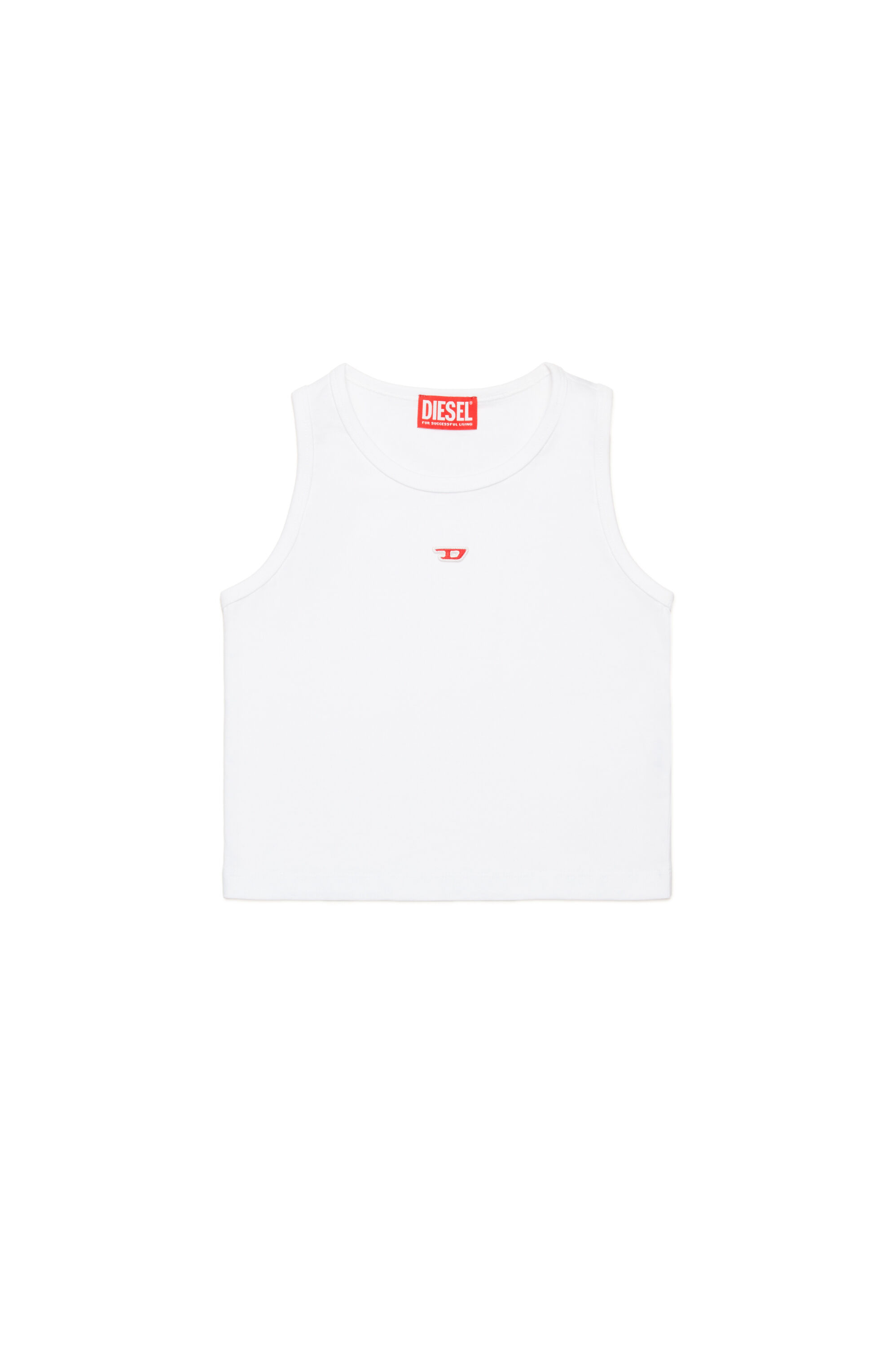 Diesel - TASPYRD, Woman's Tank top with D logo patch in White - 1