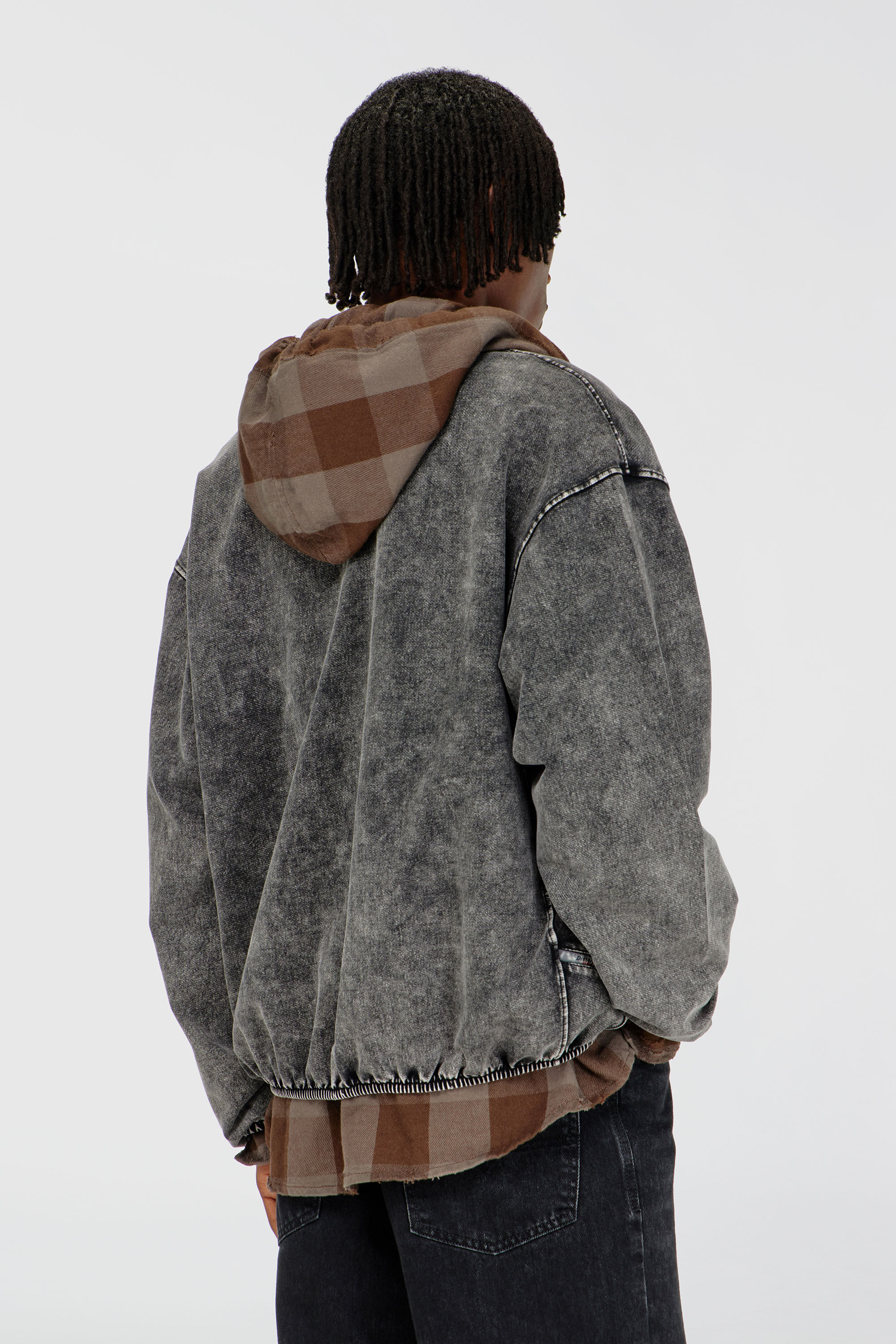 Diesel - S-CORSY, Man's Sweat jacket with denim effect in Grey - 4