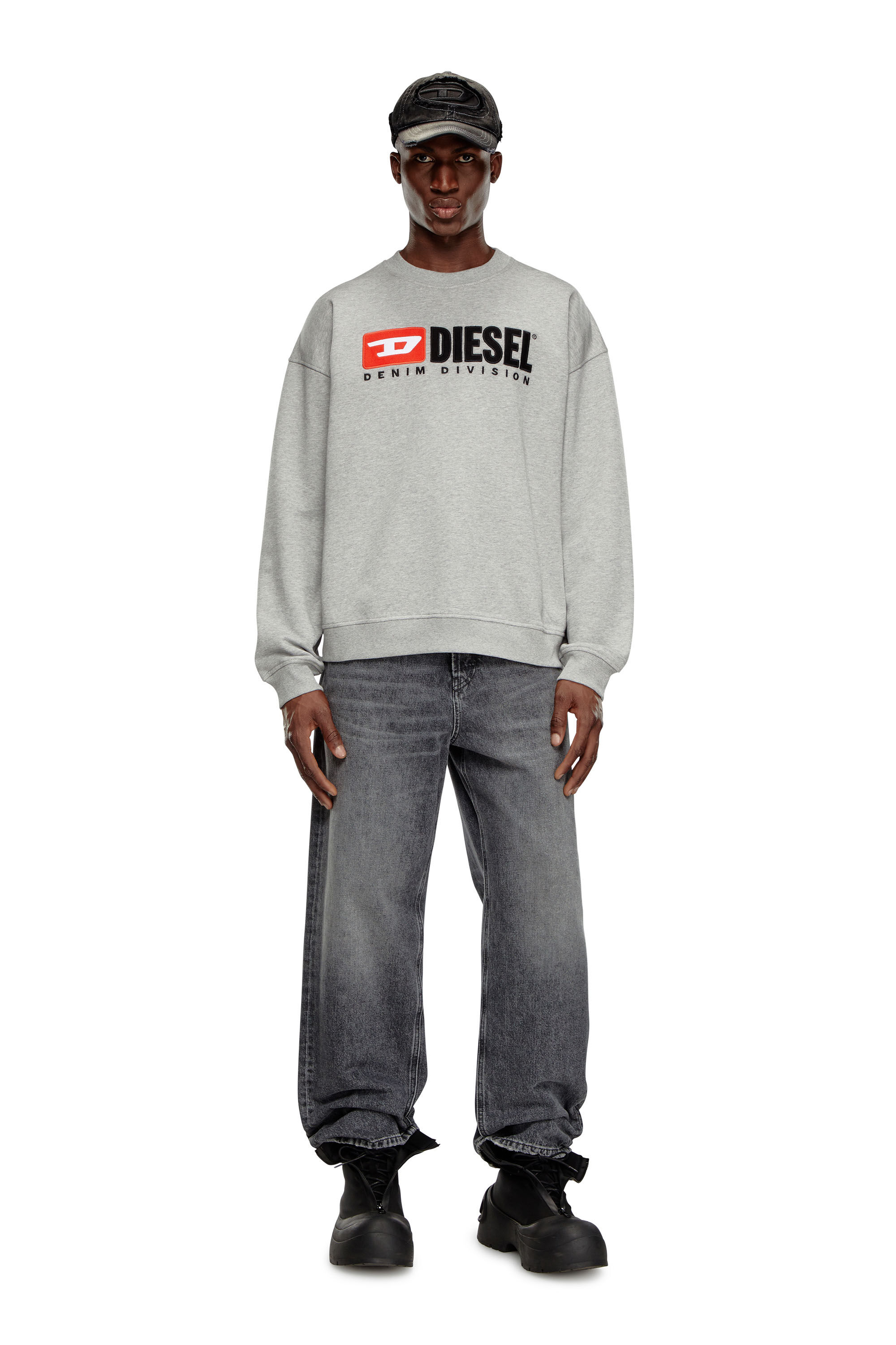 Men s Sweatshirt with Denim Division logo Grey Diesel