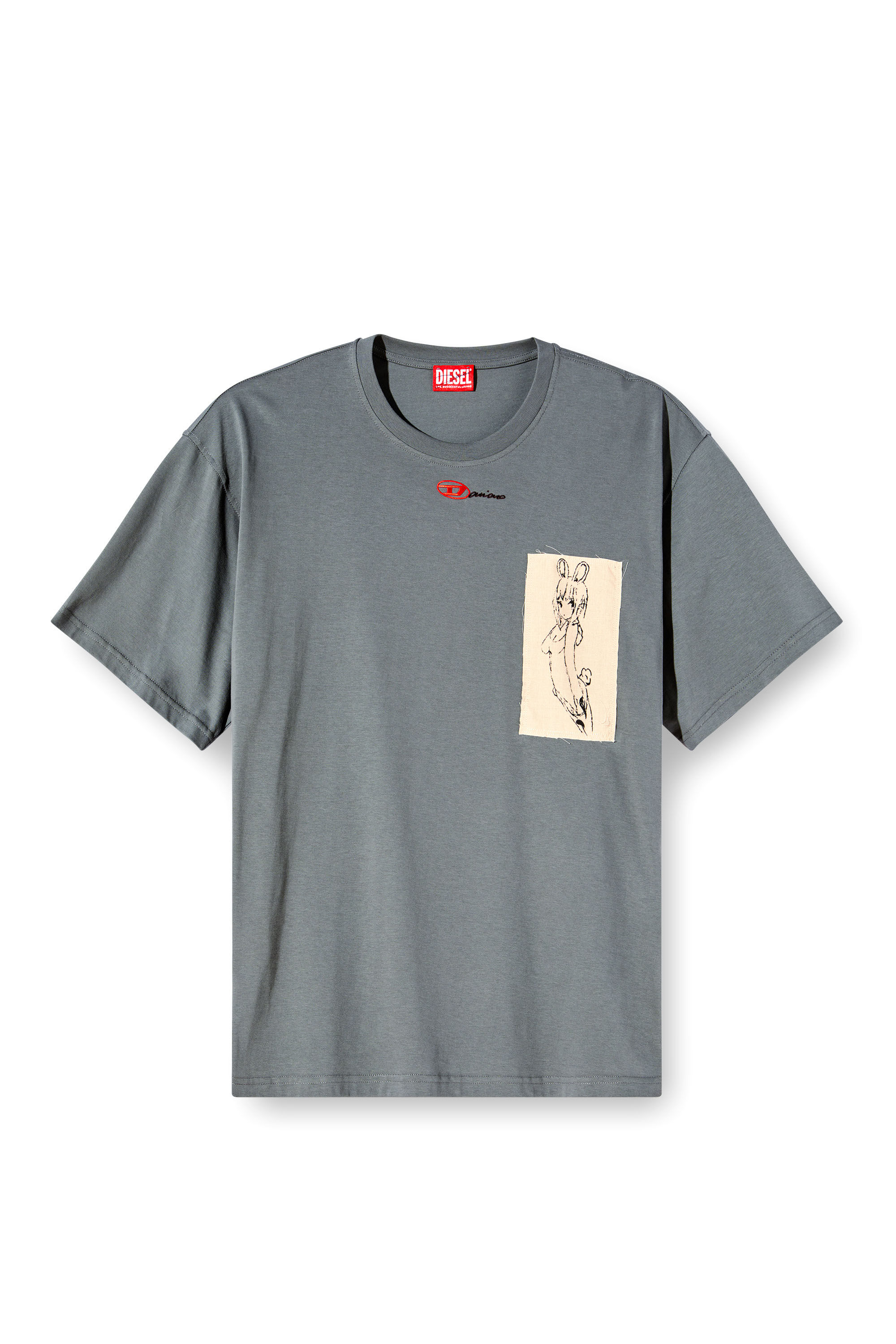 Diesel - T-BOXT-1P-DD, Unisex's T-shirt with tattoo patch in Grey - 2