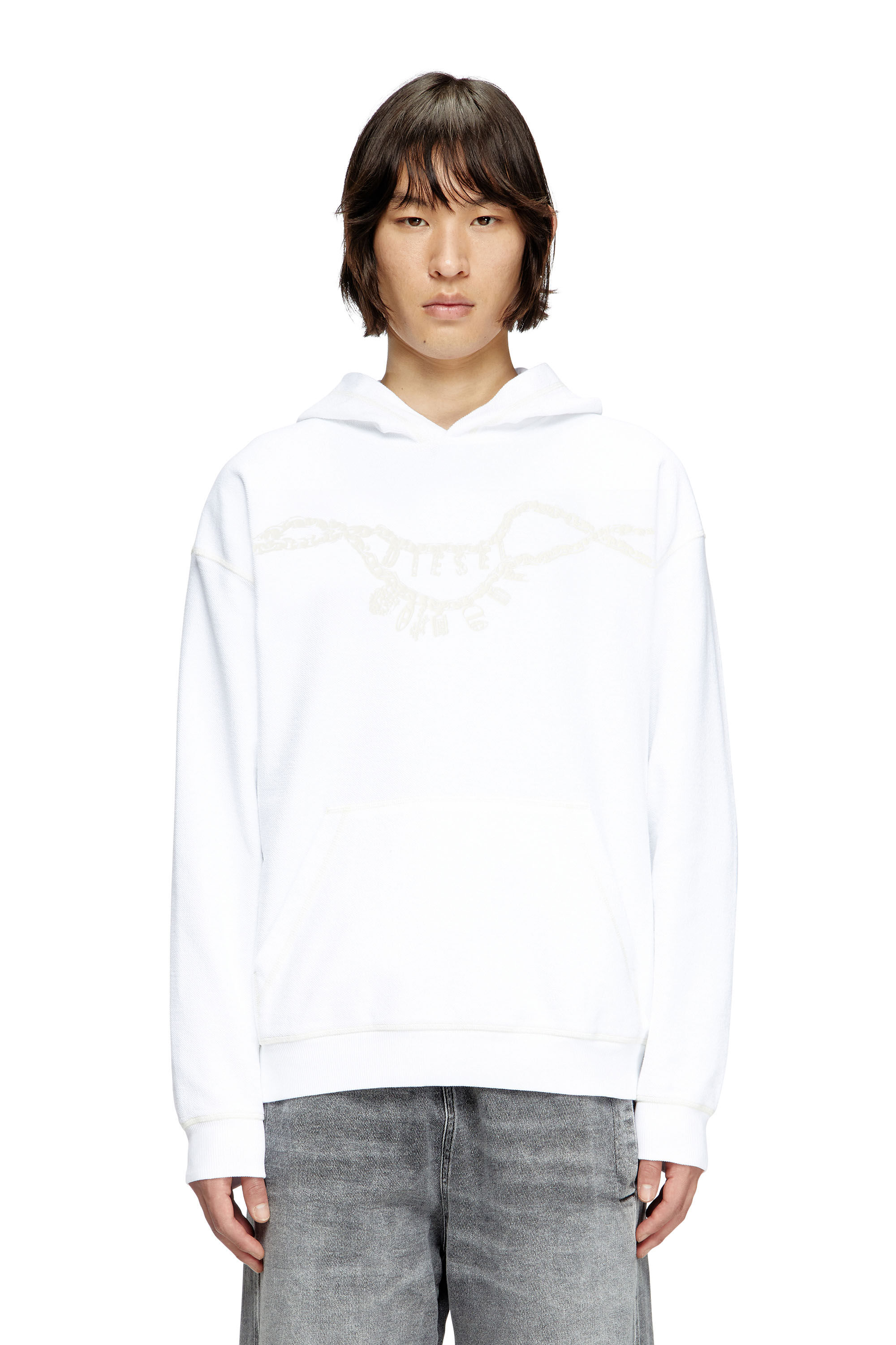 Diesel - S-BOXT-HOOD-HOSHI, Unisex's Hoodie with charm necklace print in White - 3