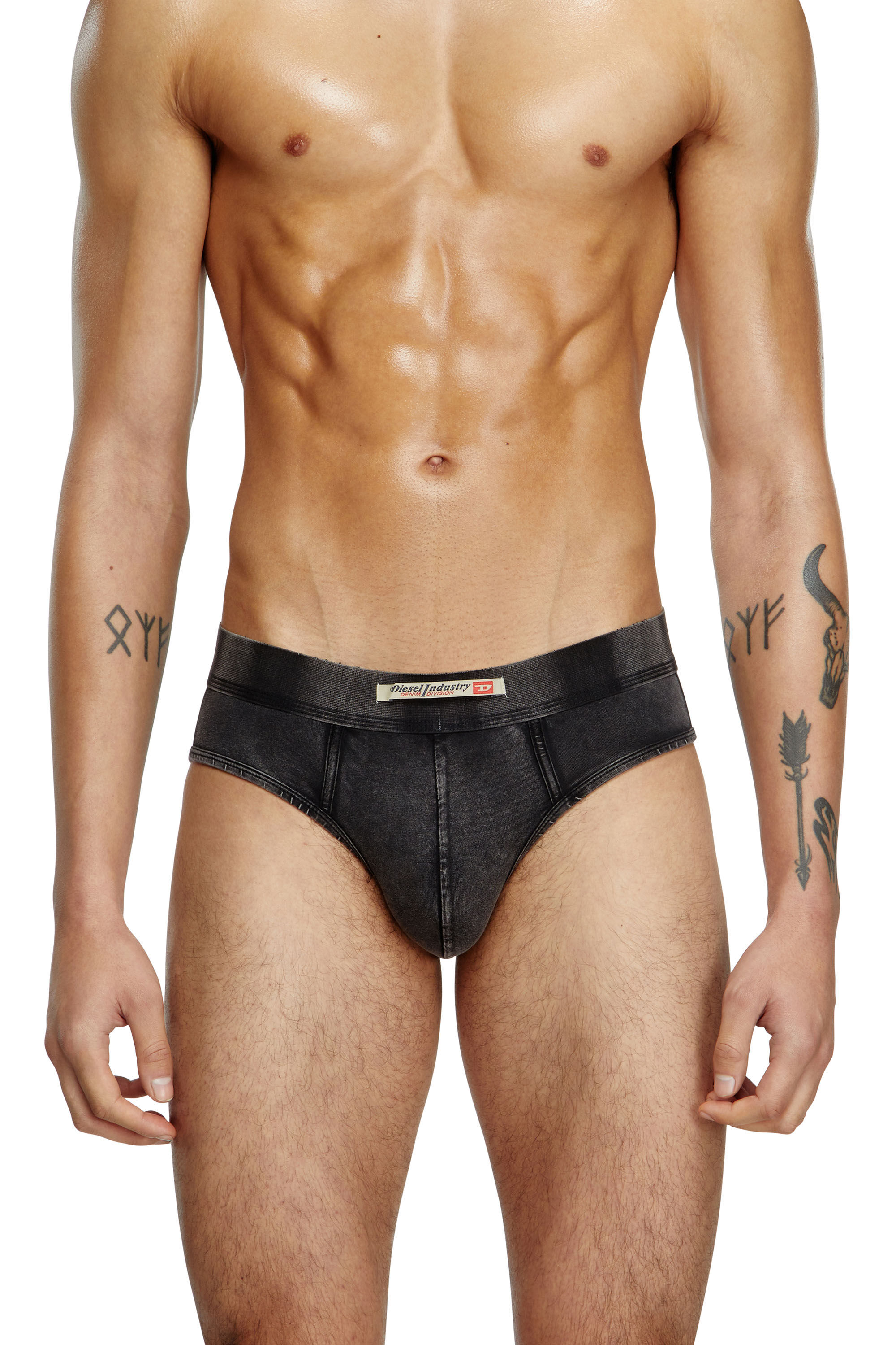 Diesel - UMBR-ANDRE-H, Man's Briefs in denim-effect cotton in Black - 3
