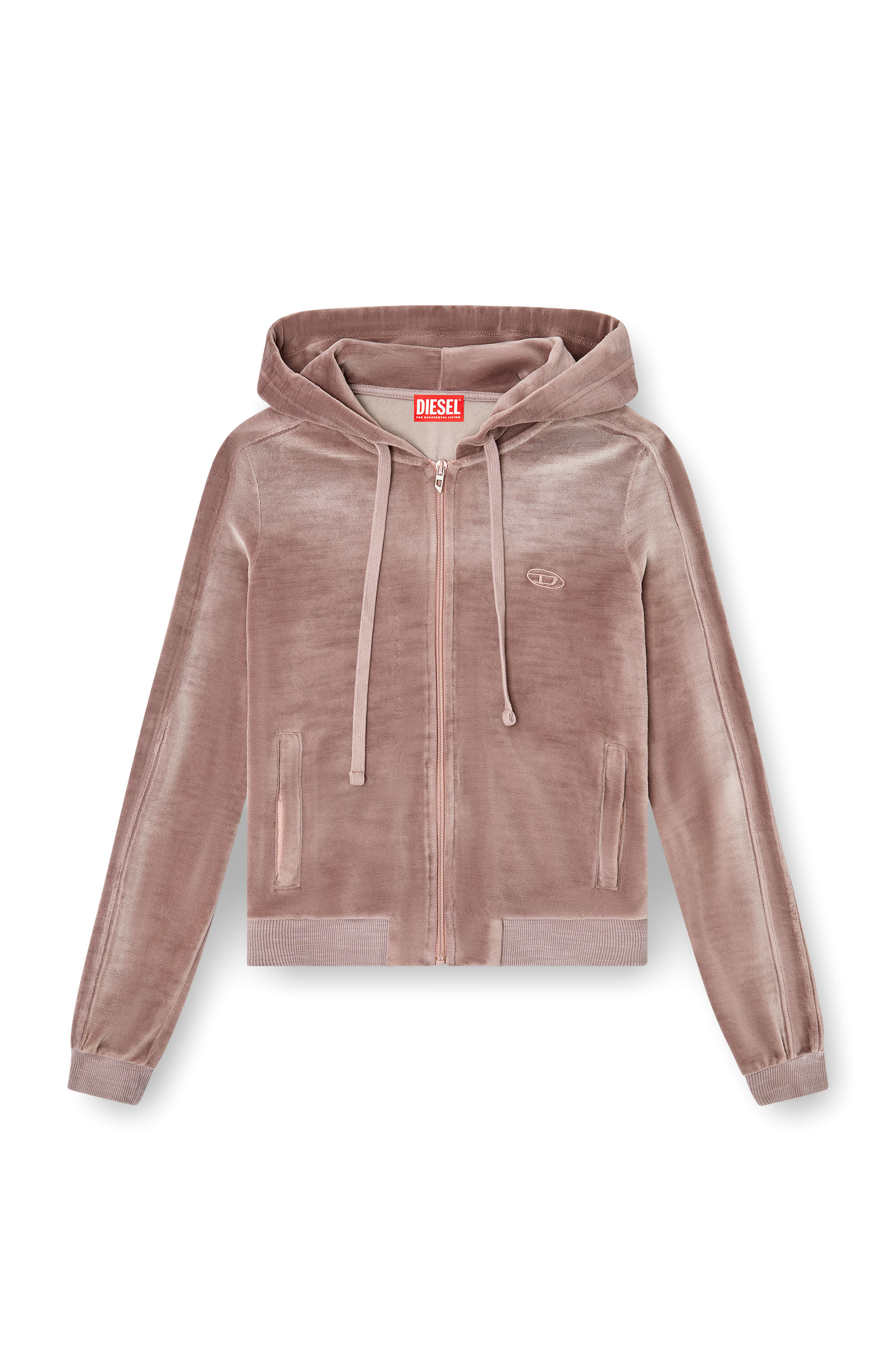 Women's Zip-up hoodie in faded chenille | Pink | Diesel