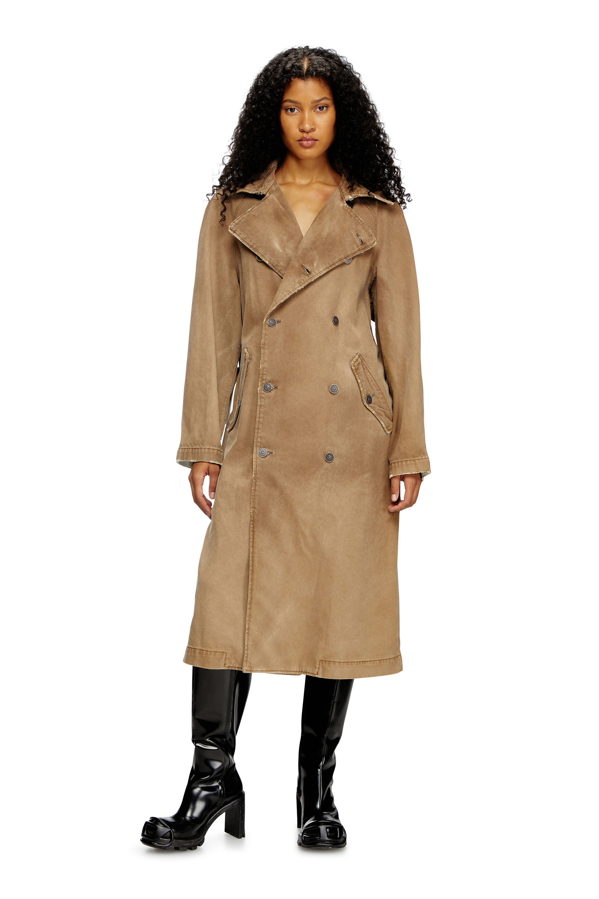 Diesel - D-DELIRIOUS-D, Unisex's Trench coat in overdirt denim in Light Brown - 6