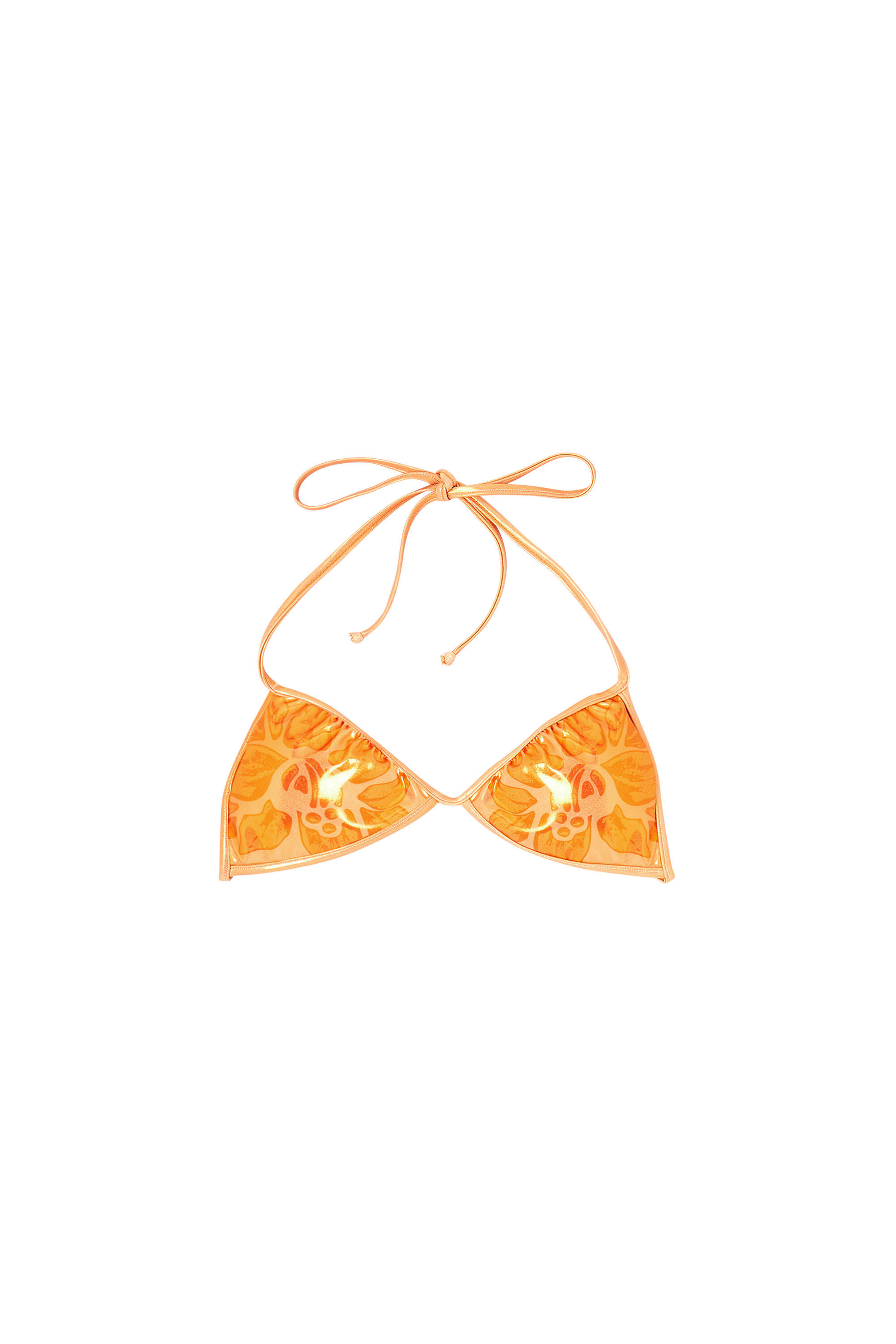 Diesel - Tropik_ta Bra, Woman's Metallic bikini top with lotus print in Orange - 4