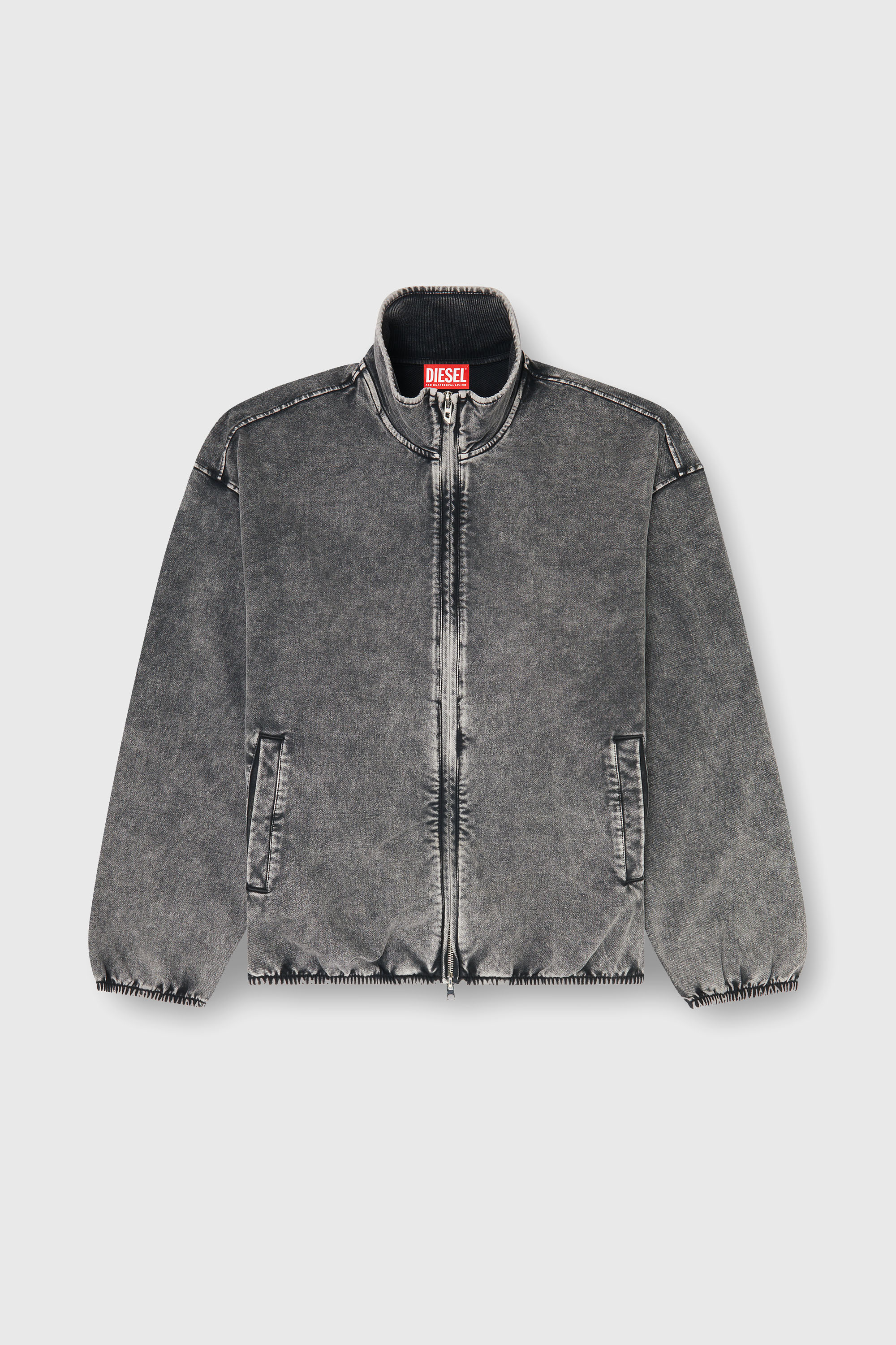 Diesel - S-CORSY, Man's Sweat jacket with denim effect in Grey - 2