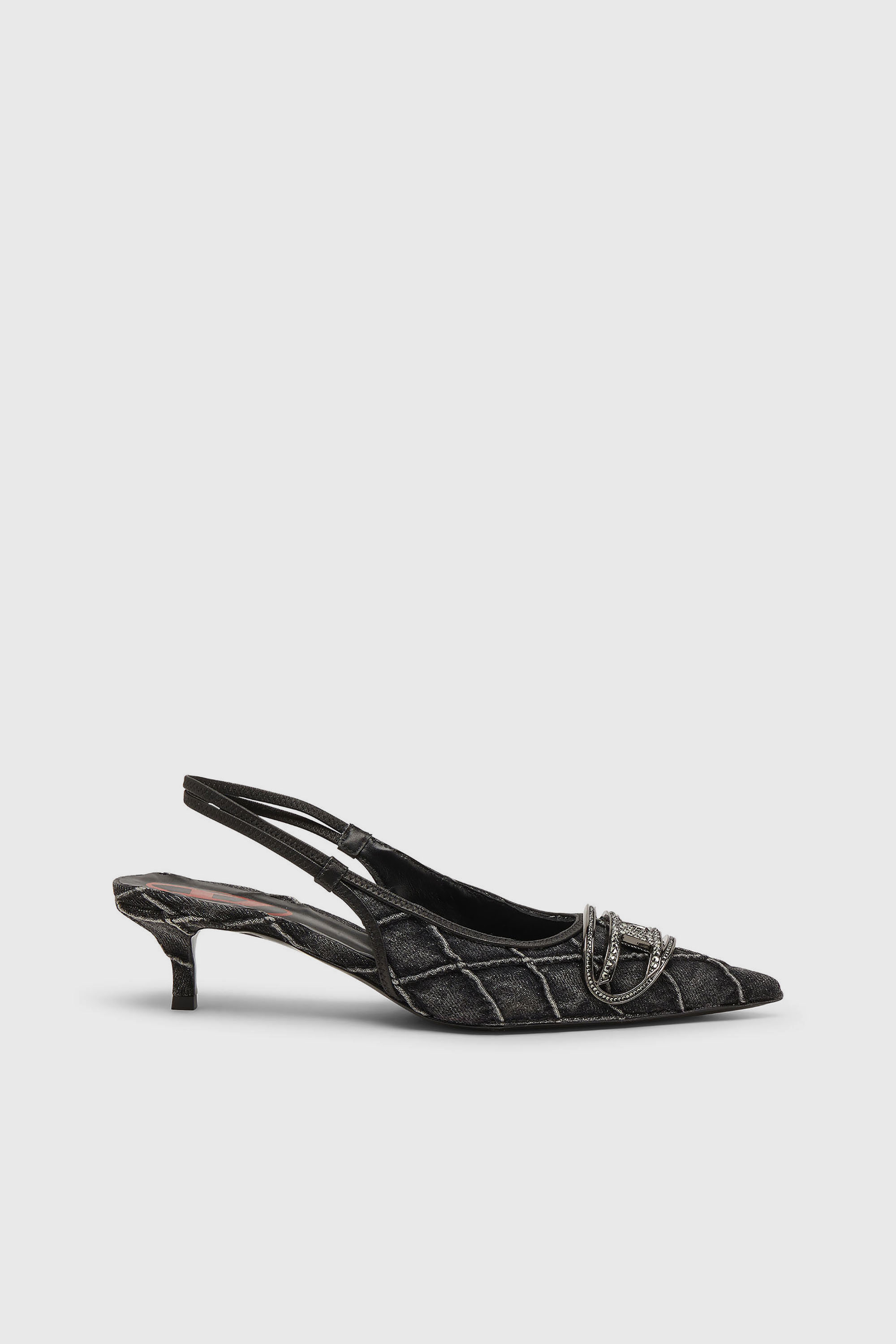 D-Venus-Crystal-logo quilted-denim slingback pumps