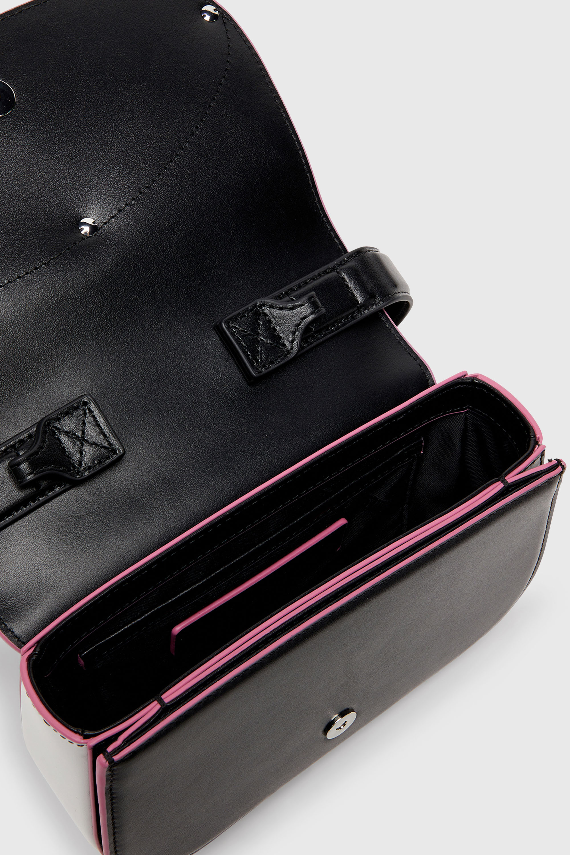 Diesel - 1DR, Woman's 1DR - Iconic shoulder bag in nappa leather in Black/Pink - 3