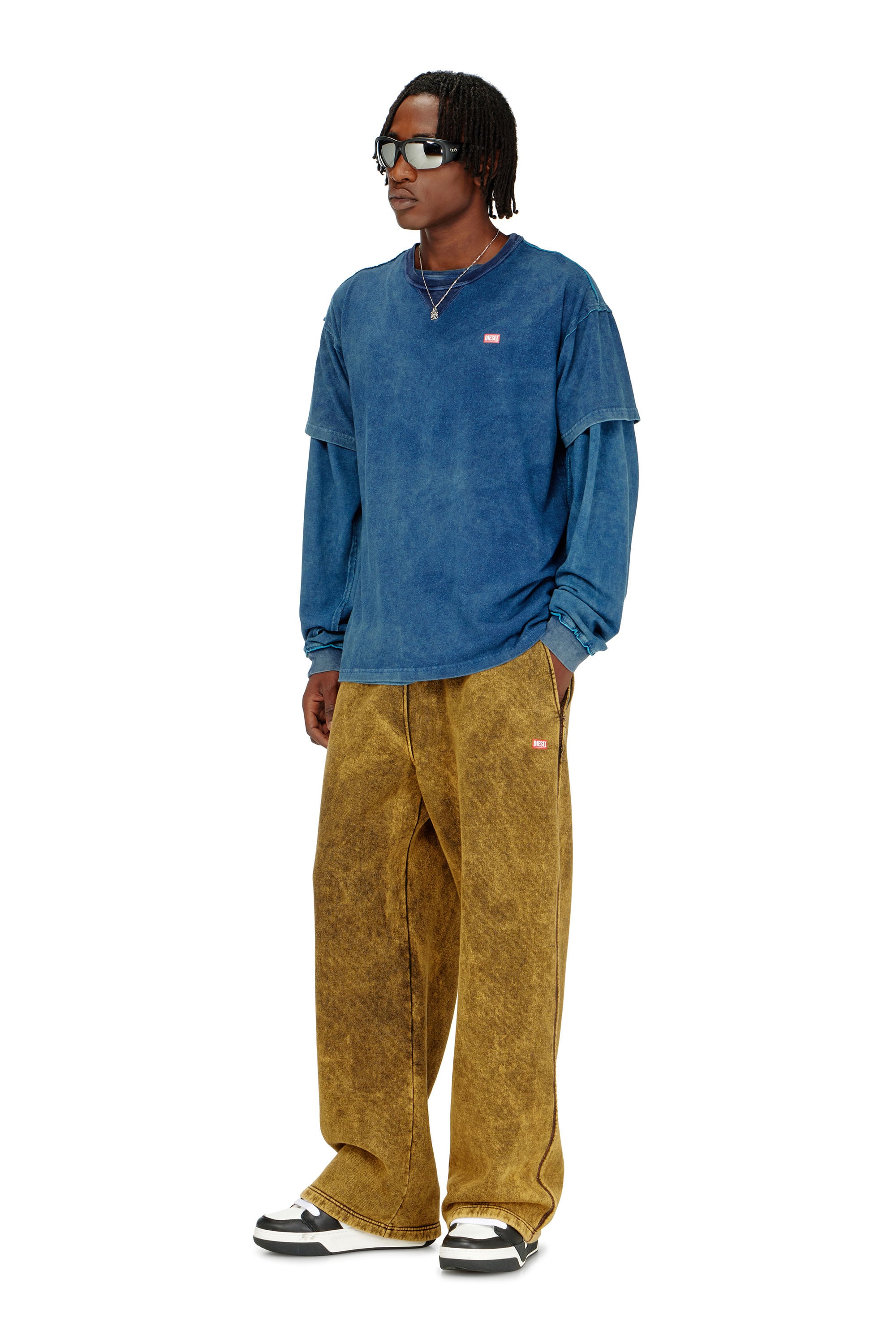 Diesel - T-NORM-RAW, Man's Acid-wash T-shirt with frayed details in Blue - 2