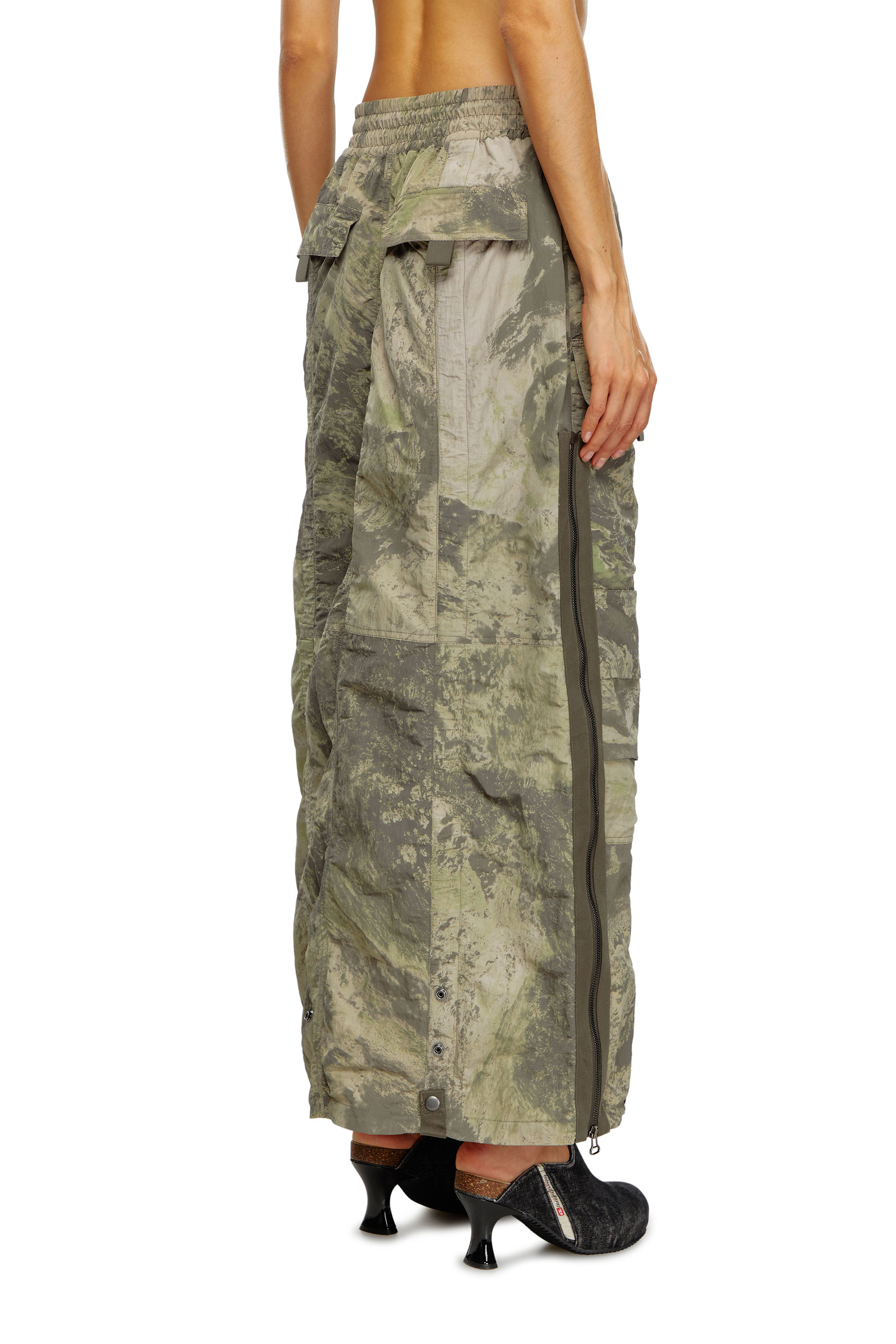 O-CREP-N1, Military Green Diesel - O-CREP-N1, Woman's Long skirt with cargo pockets in Military Green - 4