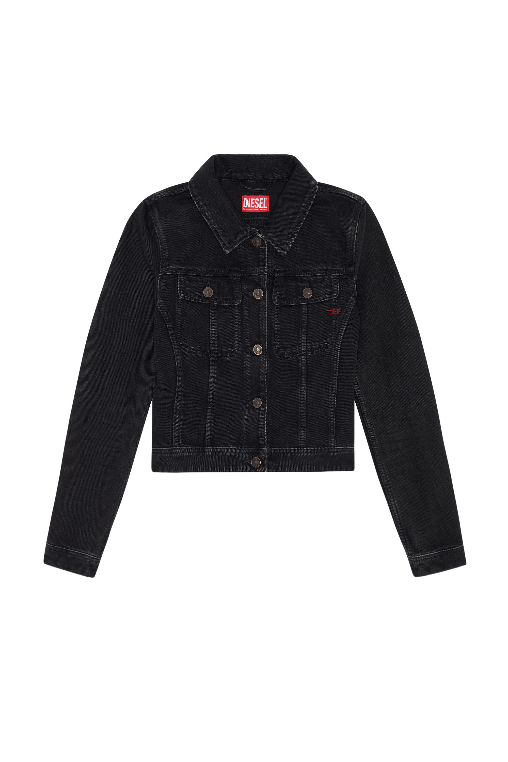 Diesel - DE-SLIMMY TRUCKER JACKET, Black/Dark grey - Image 3
