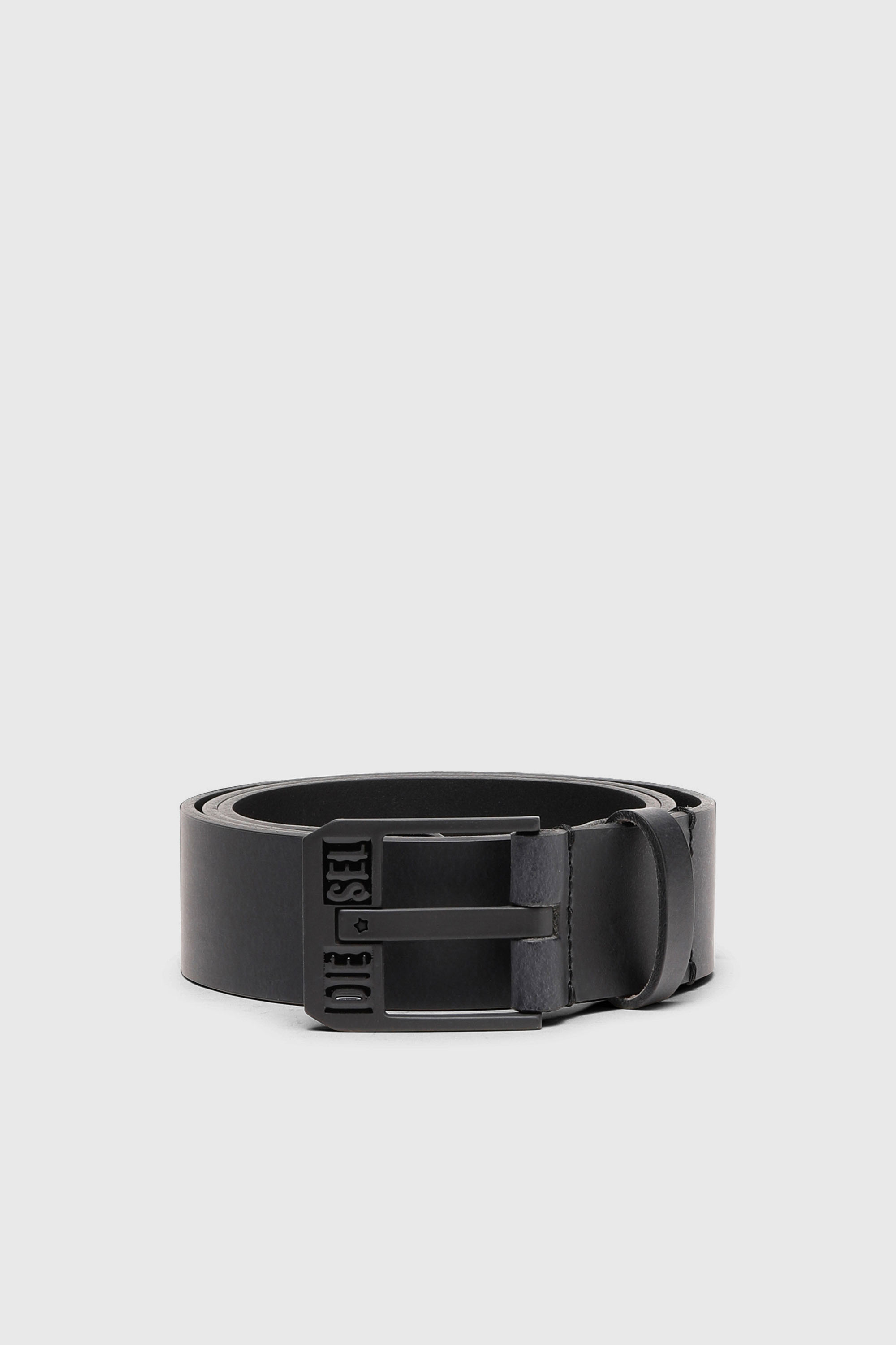 Diesel - BLUESTAR II, Man's 3.9cm leather belt with star logo buckle in Dark grey - 1