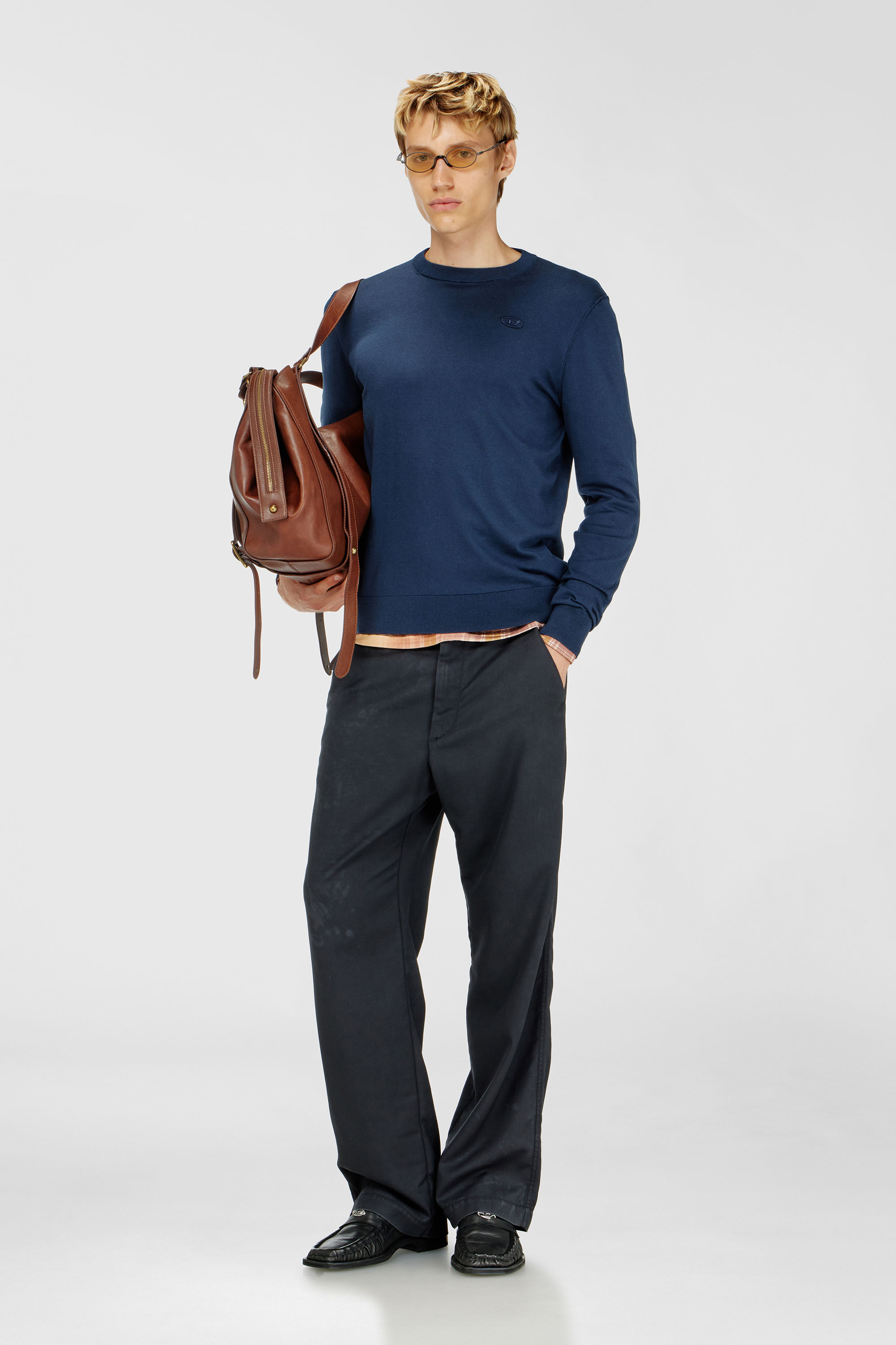 Diesel - K-FREEX-TAG-T92, Man's Cotton knitwear with tonal logo in Blue - 2