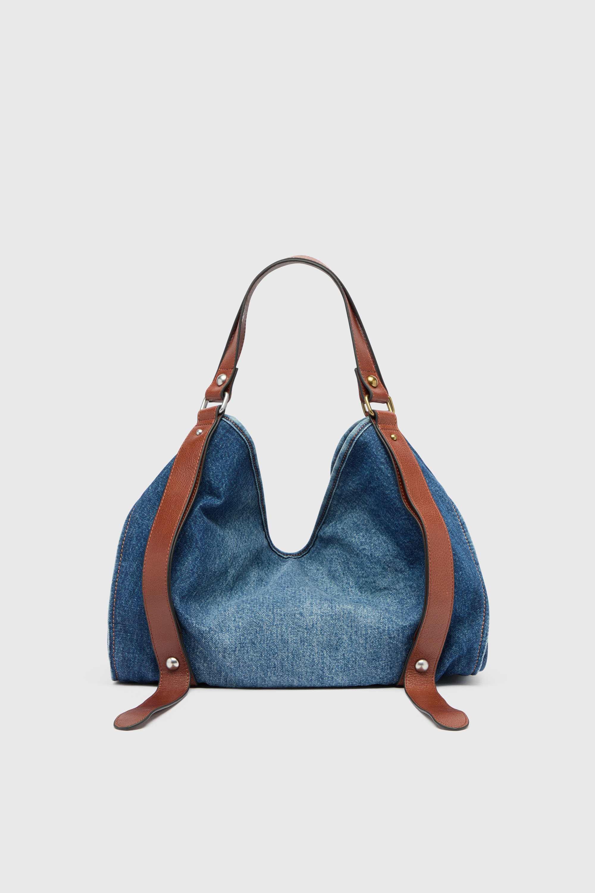 Diesel - D-ONE TOPHANDLE M, Woman's D-One-Medium top-handle bag in denim and leather in null - 2
