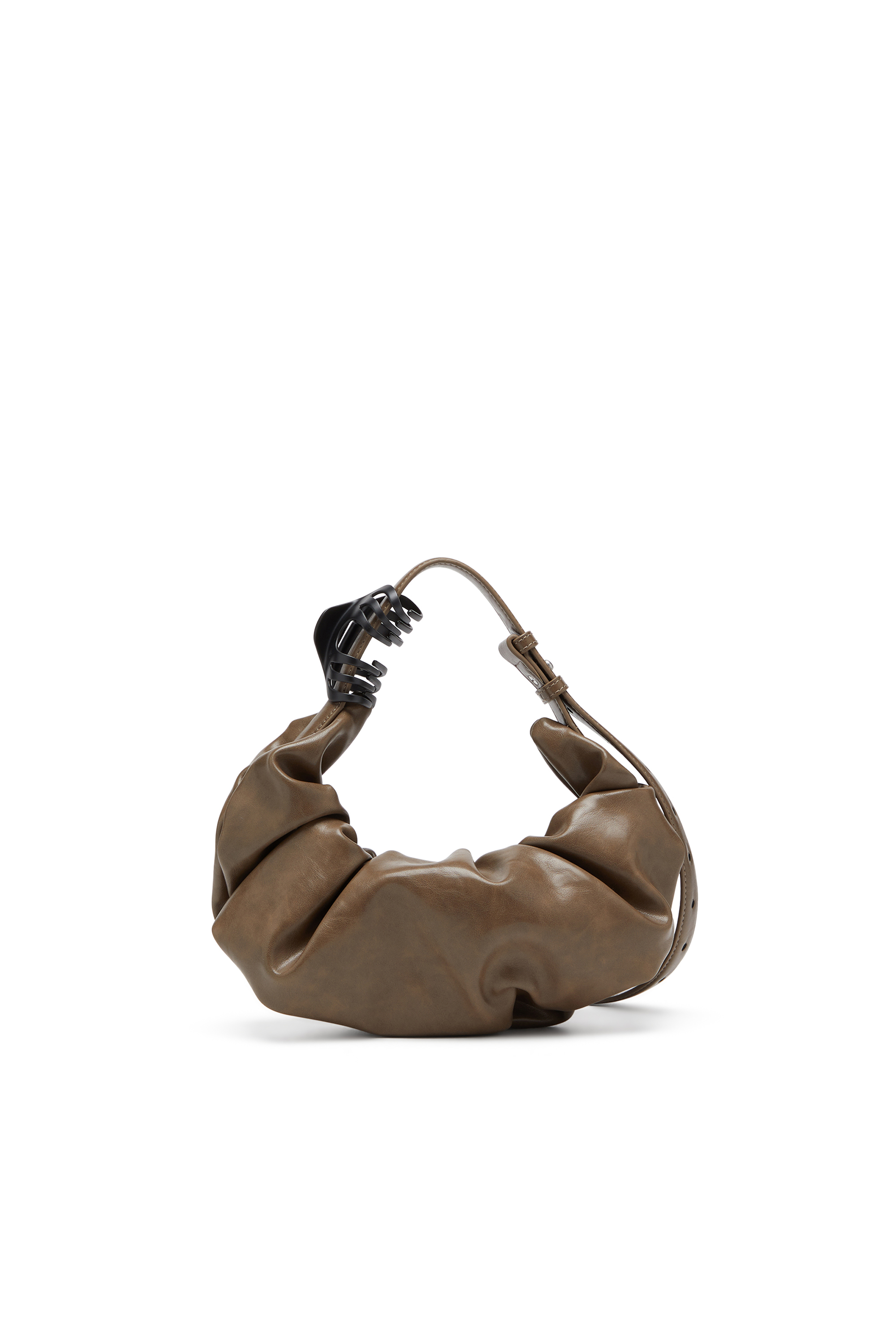 Diesel - GRAB-D HOBO S, Woman's Grab-D S-Small scrunched hobo bag in shiny PU in Brown - 3