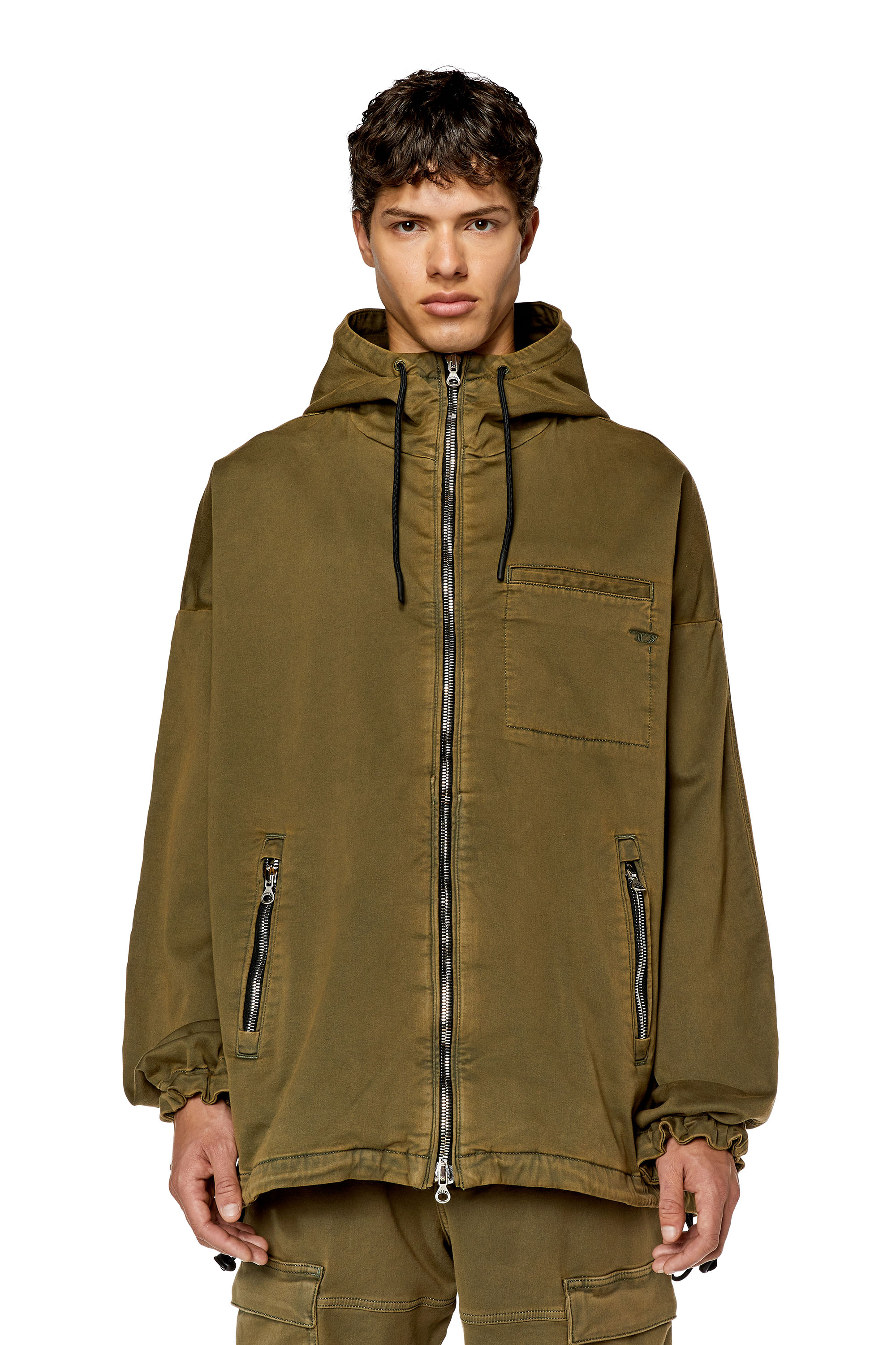 Diesel - D-HENNES JOGG, Man's Hooded JoggJeans jacket in Military Green - 3