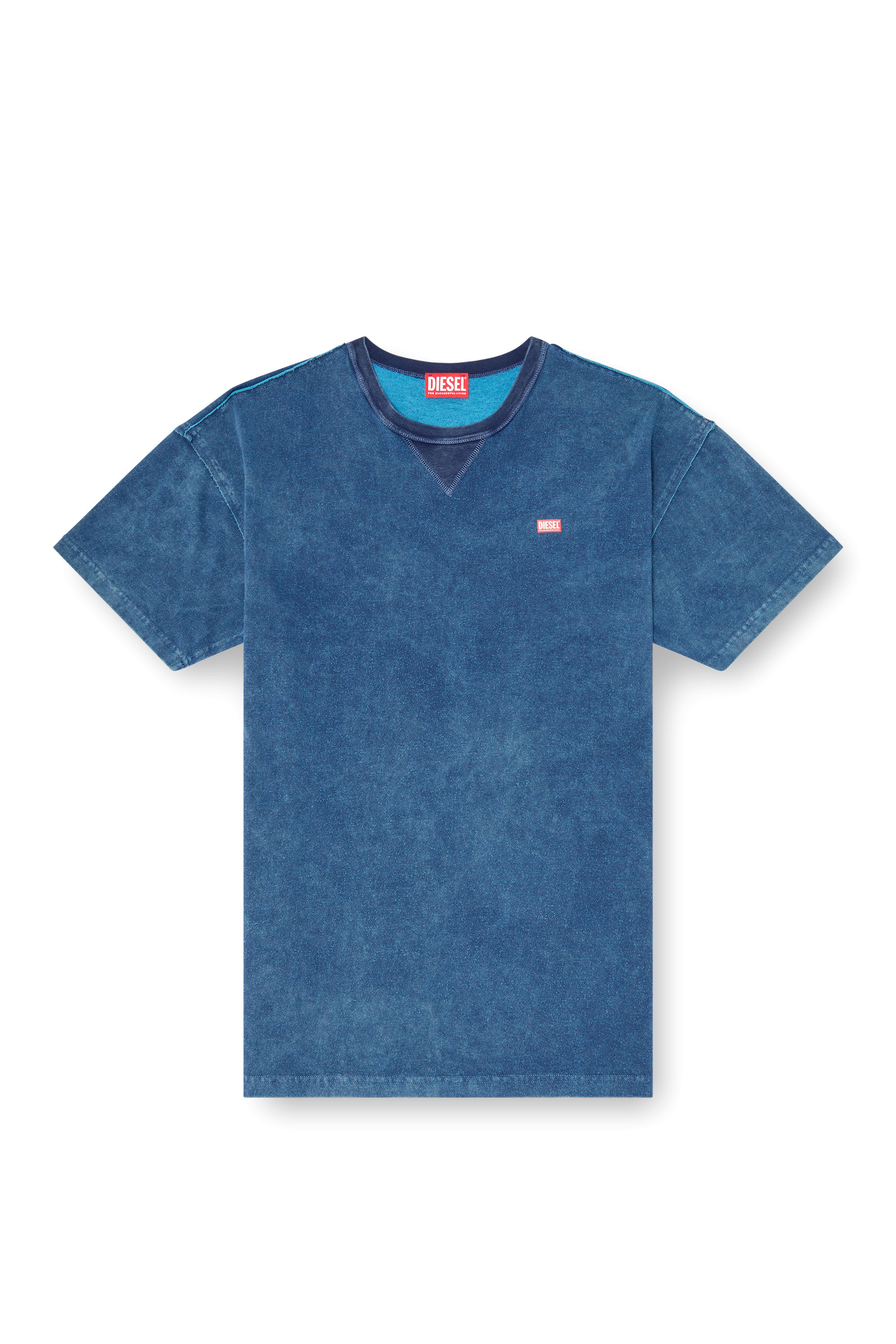 Diesel - T-NORM-RAW, Man's Acid-wash T-shirt with frayed details in Blue - 3