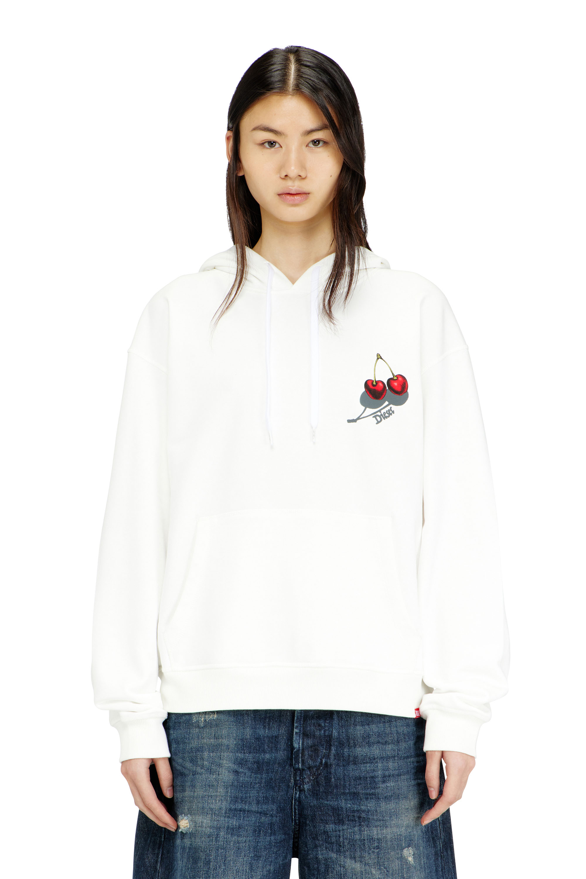 Diesel - SV-S-NORM-HOOD-CHER, Unisex's Hoodie in cotton with cherry graphic in White - 2