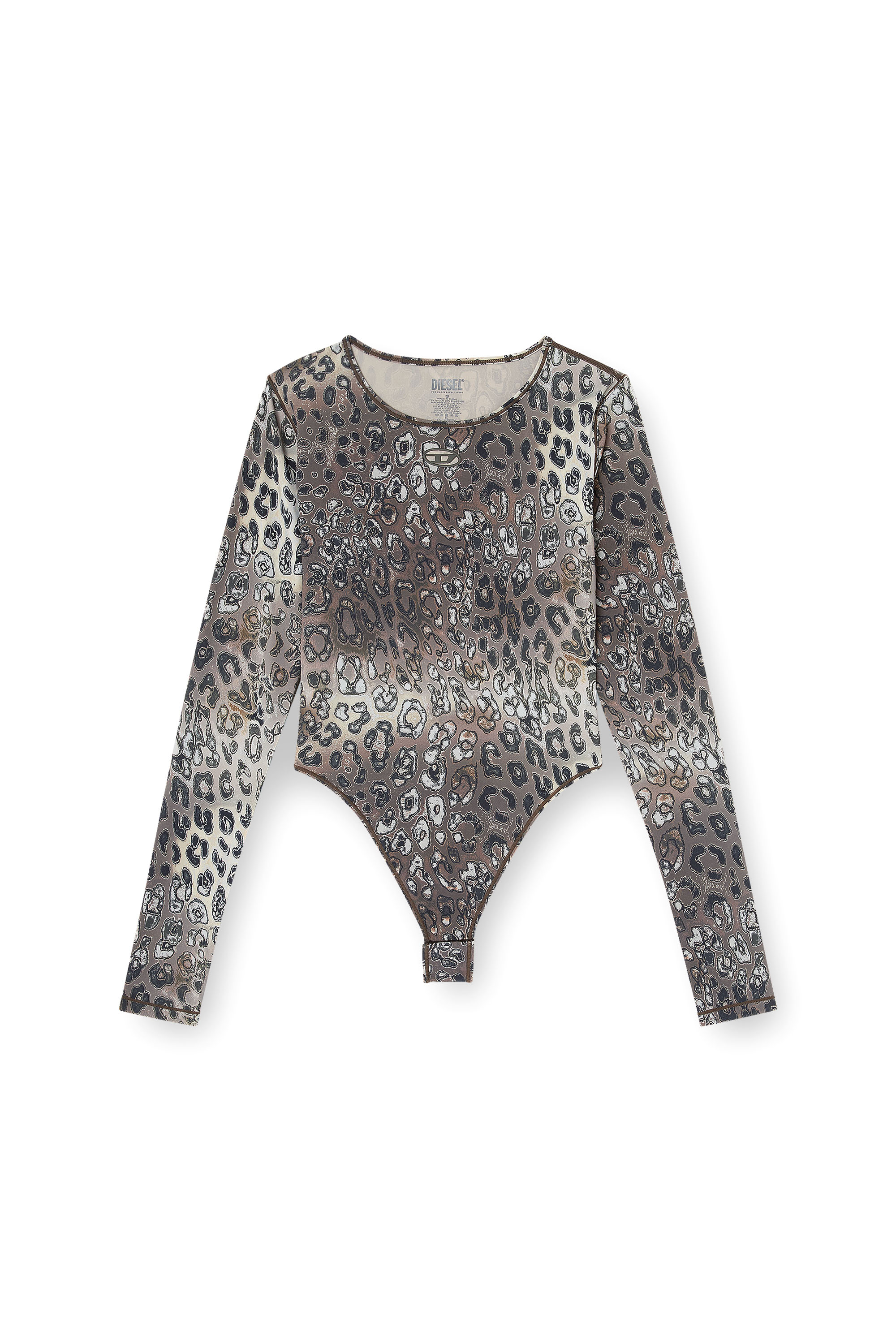 Diesel - ANGELICA-UTLT, Woman's Bodysuit with all-over animal print in Brown/Beige - 3