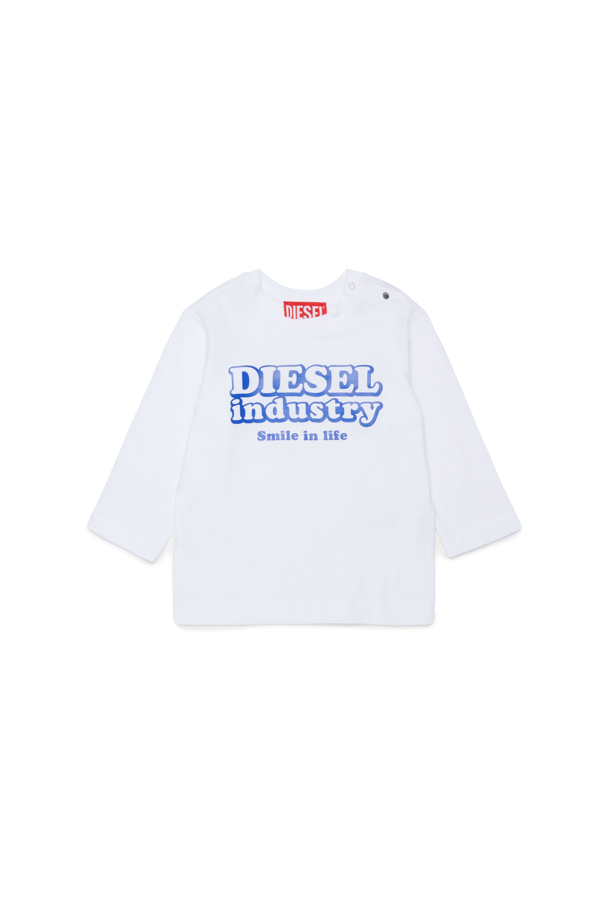 Diesel - TLODIMB, Man's Long-sleeve T-shirt with Diesel Industry print in White - 1