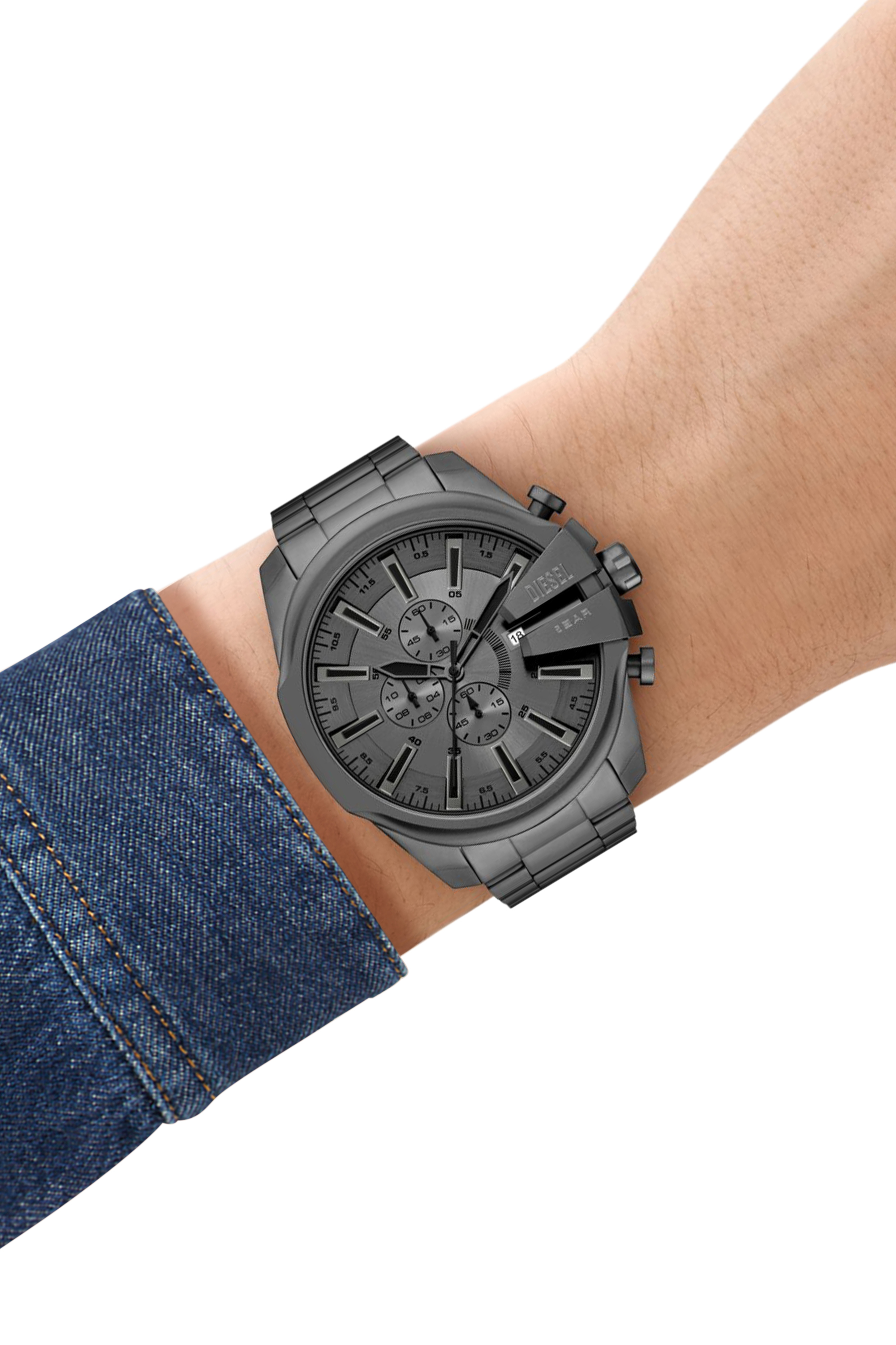 Diesel - DZ4676, Man's Mega Chief Slim stainless steel watch in Dark grey - 5