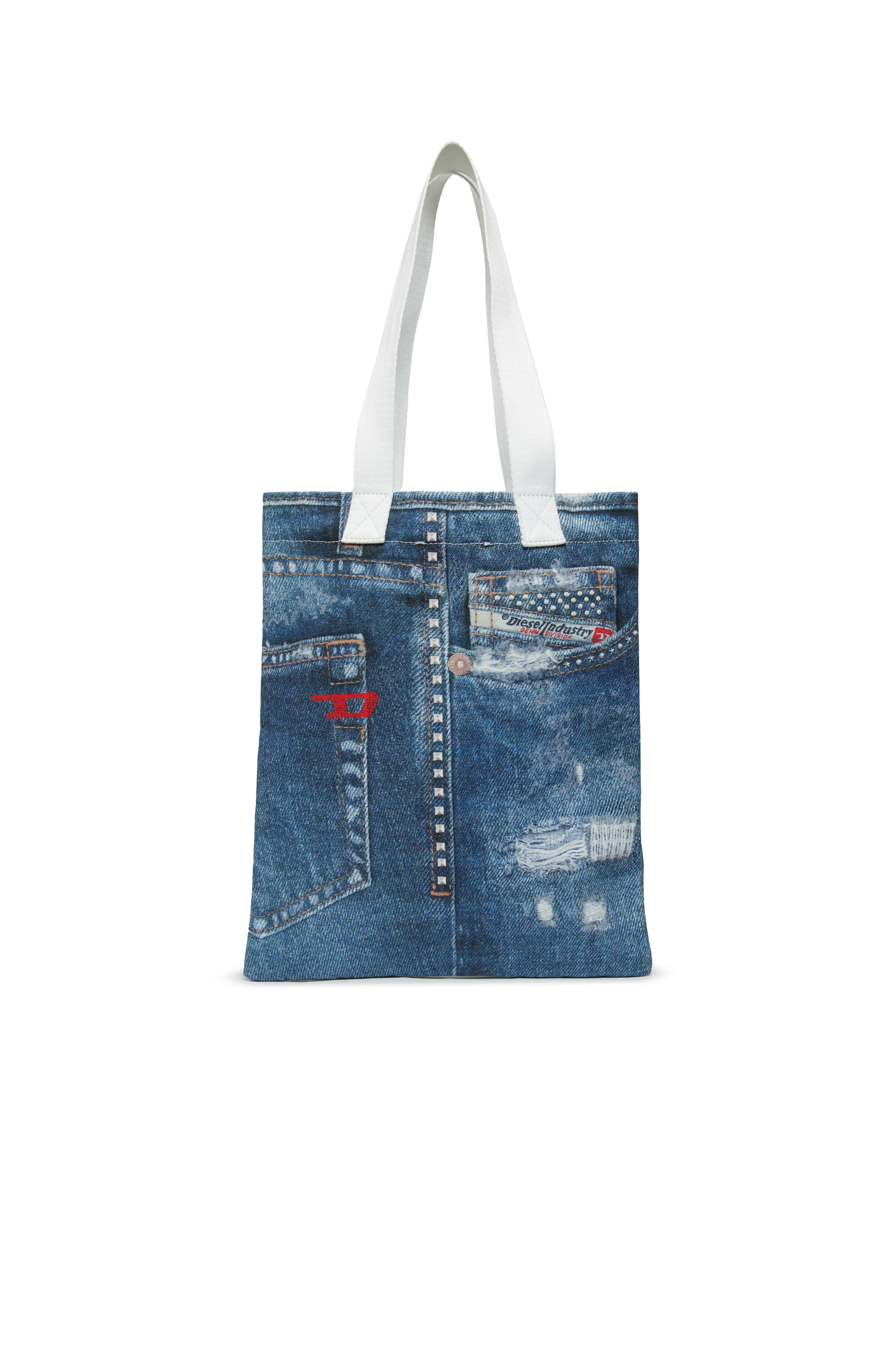 Diesel - WRISY, Woman's WRISY-Fabric bag with studs and prints in Blue - 2