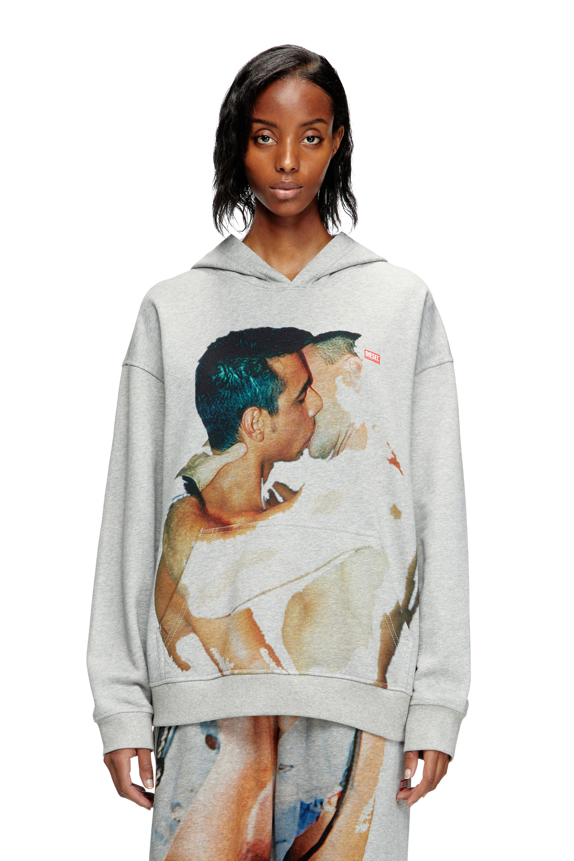 Diesel - PR-S-BOXT-HOOD-TOM25, Unisex's Hoodie with graphic print in Grey - 1