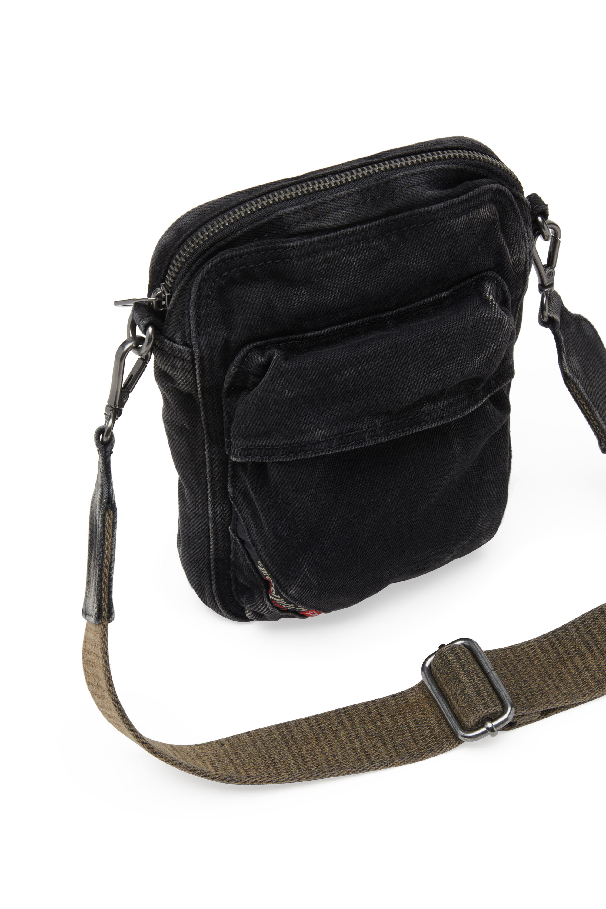 Diesel - MULTI-PKTS CROSSBODY X, Man's Multi-Pkts-Crossbody bag in washed denim in Black - 3
