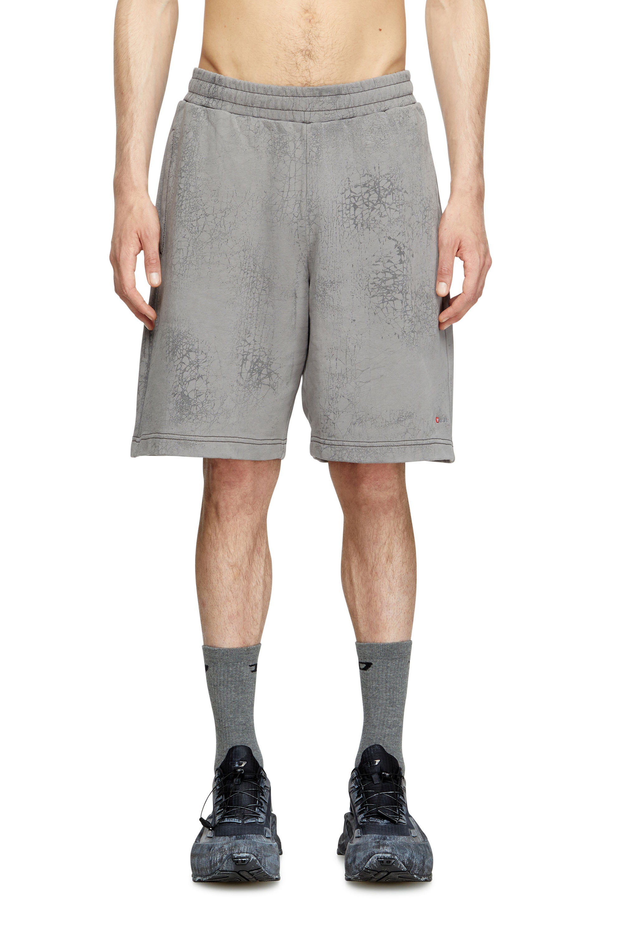 Diesel - P-CREW, Man's Shorts in waxed jersey in Grey - 1