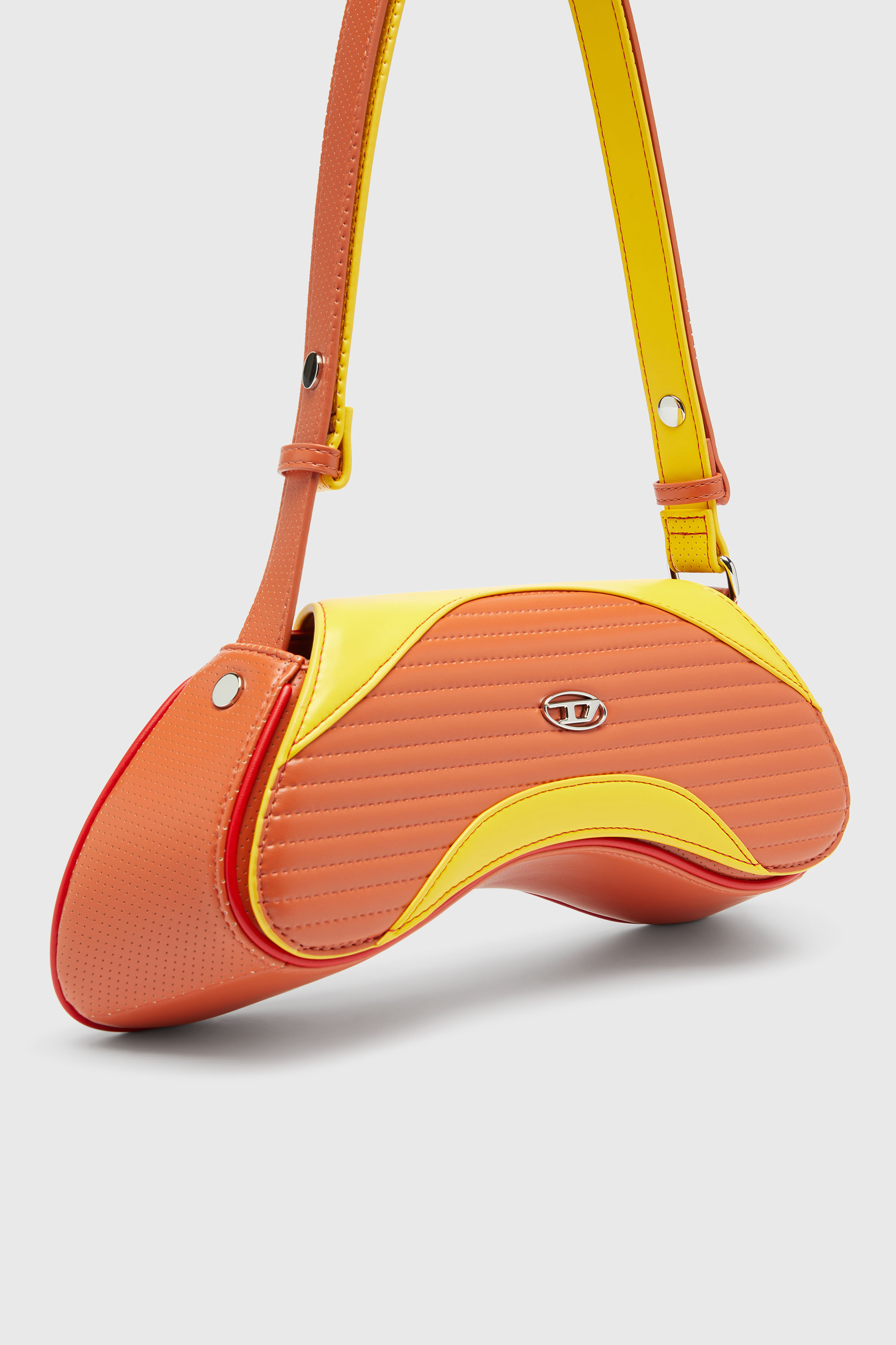 Diesel - PLAY CROSSBODY, Woman's Play - Crossbody bag in quilted perforated PU in Orange/Yellow - 6