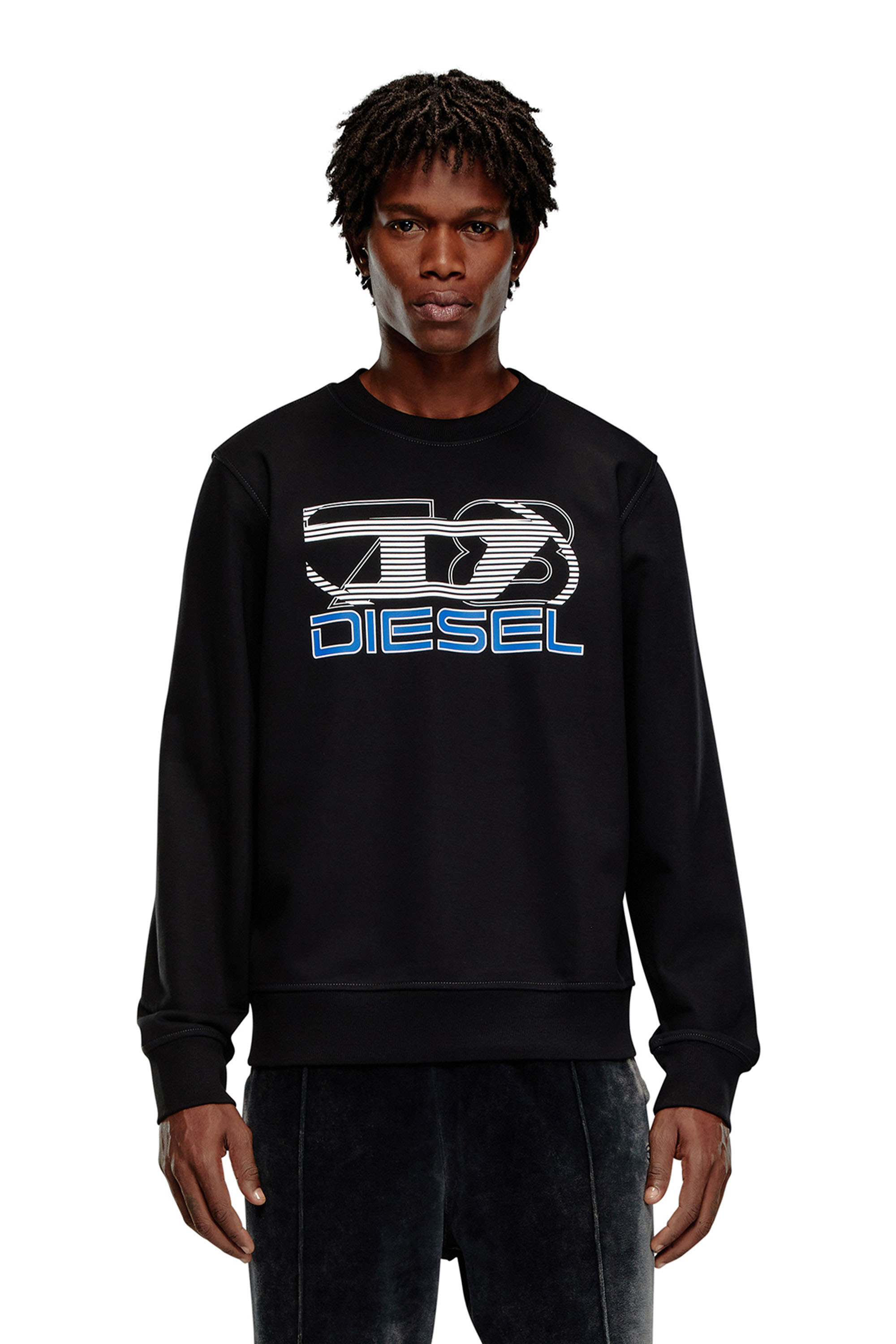 Diesel - S-GINN-K43, Man Sweatshirt with logo print in Black - Image 1