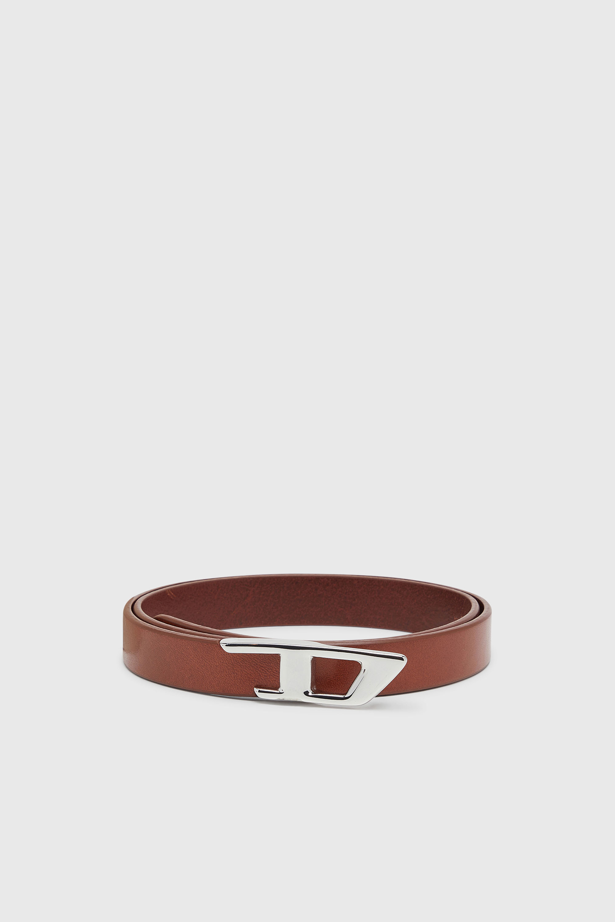 Diesel - B-D LOGO 2.0 20, Woman's 2 cm leather belt with metal D buckle in Brown - 1