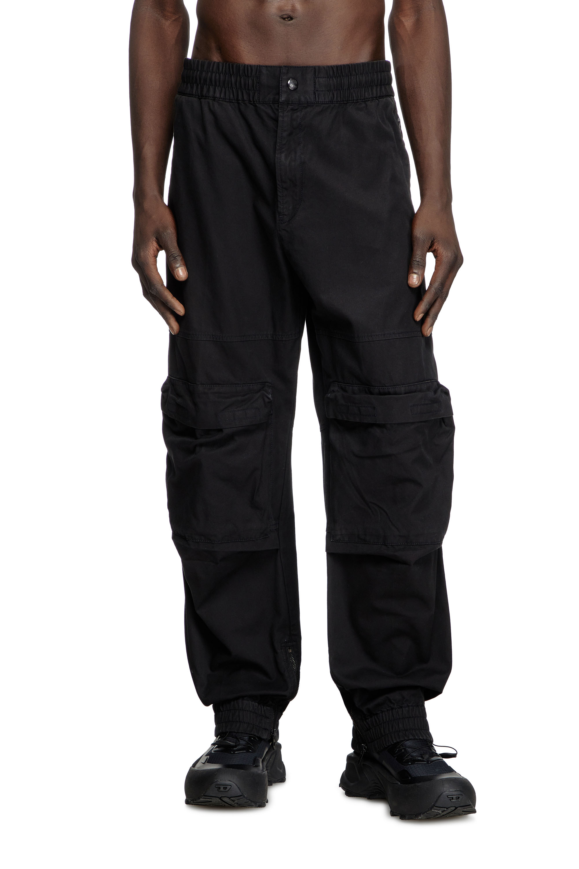 Diesel - P-BEECK, Man's Cargo pants in cotton twill in Black - 3