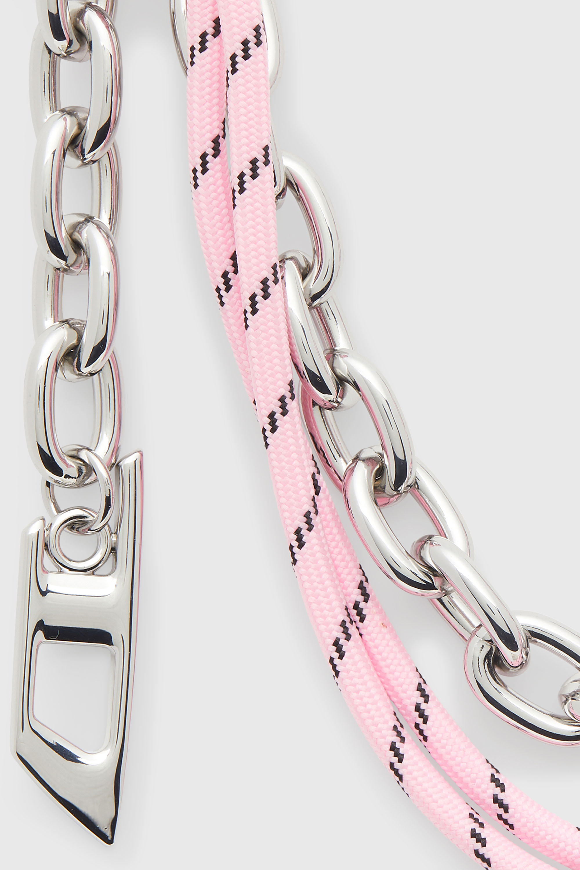 Diesel - CHAIN-D M, Woman's Metal charm with chain and rope detail in Silver/Pink - 2