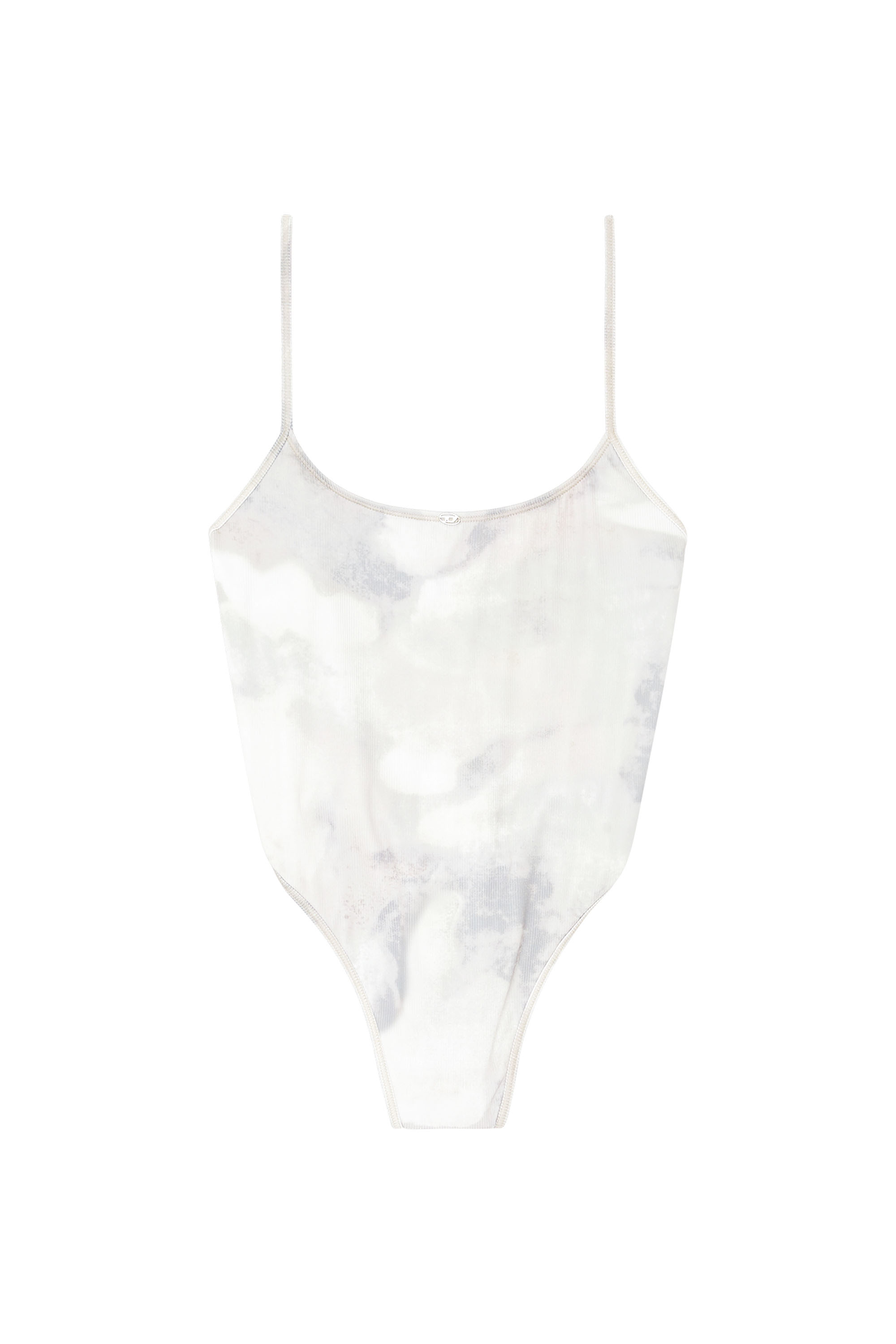 Diesel - ELLA-UTLT, Woman's Ribbed thong swimsuit with camo print in White - 3