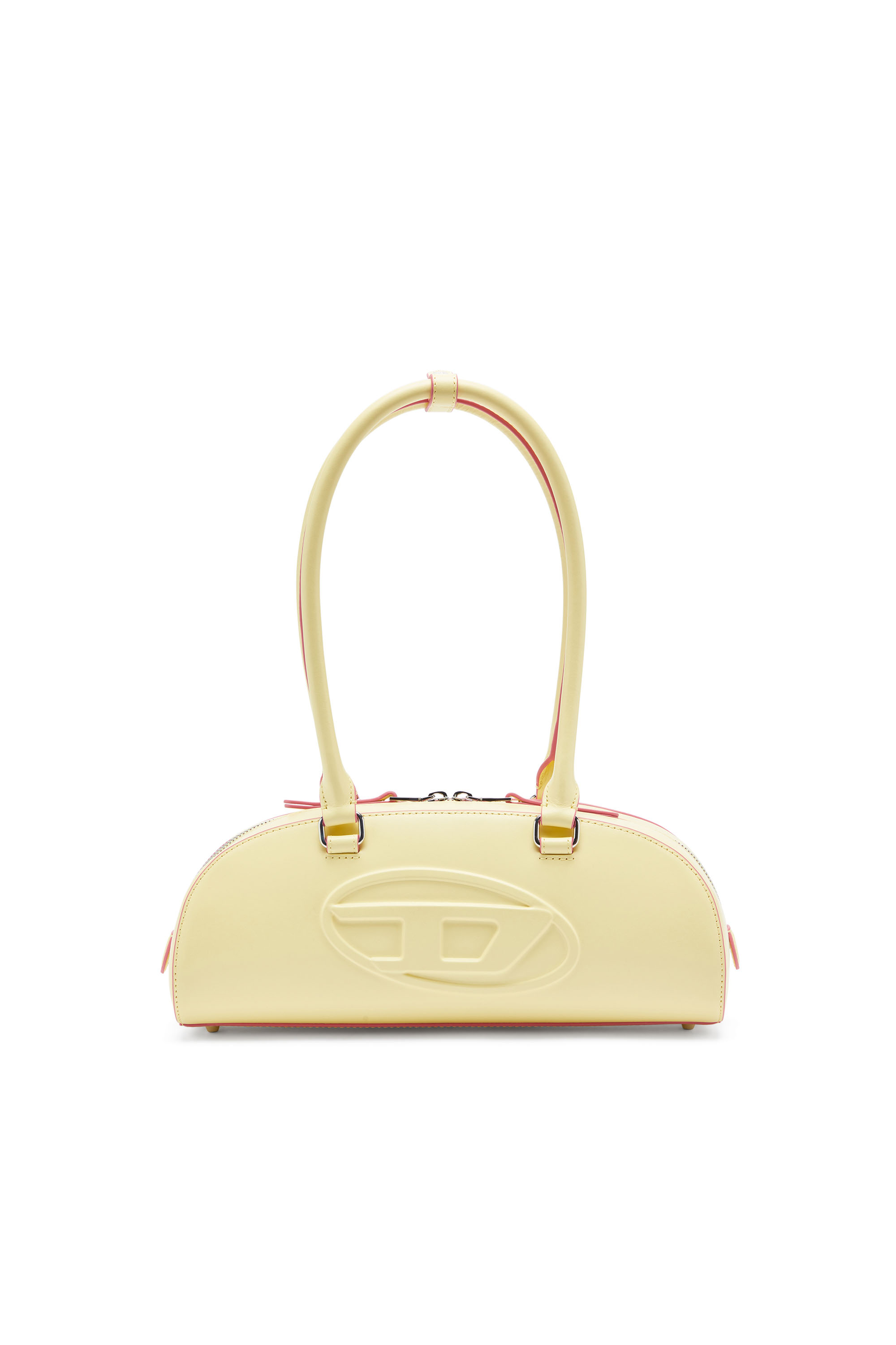 Diesel - 1DR DOME SHOULDER EW, Woman's 1DR Dome - Elongated bowling bag in leather in Yellow - 1