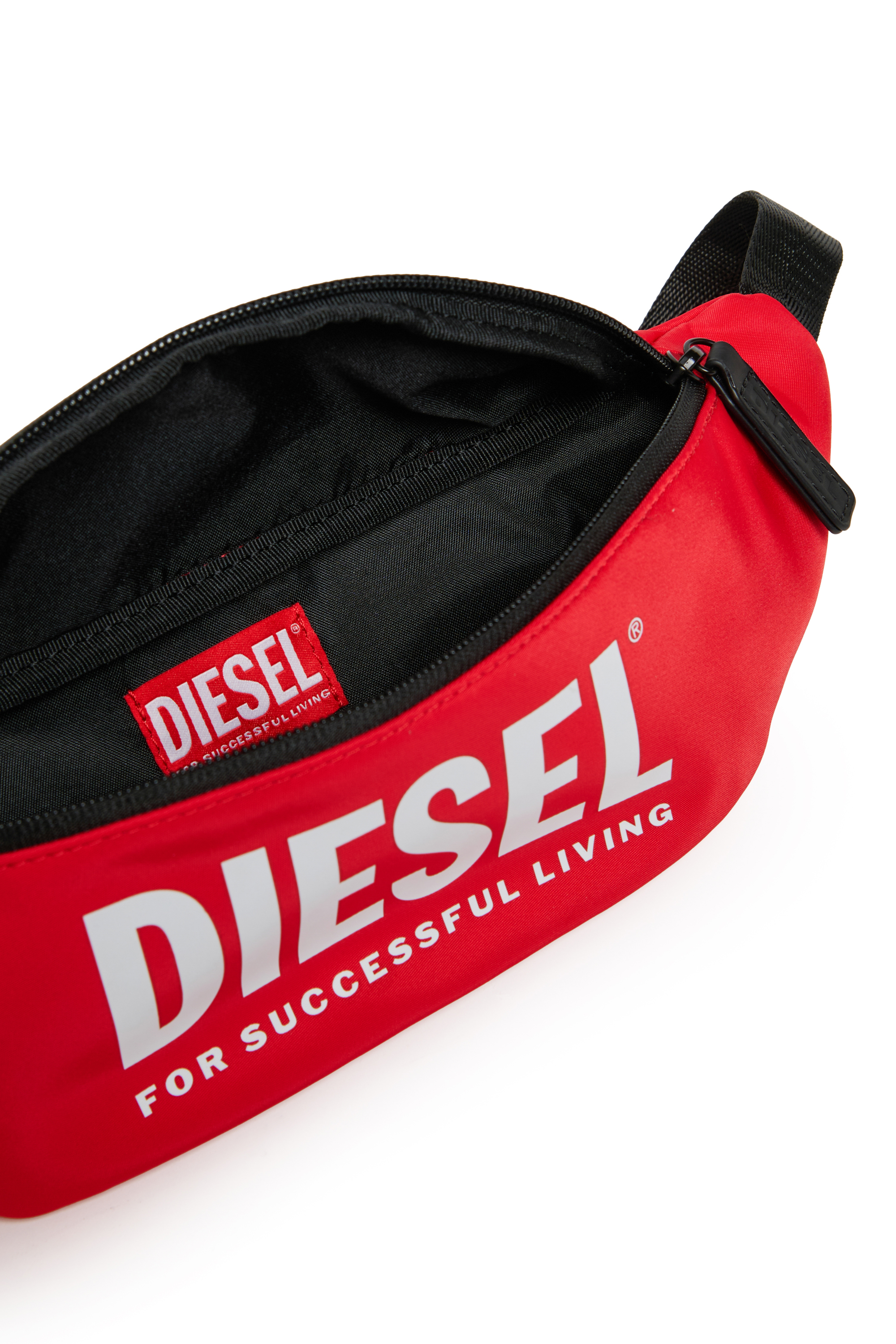Diesel - WARMY, Man's WARMY-Nylon belt bag with logo print in Red - 4