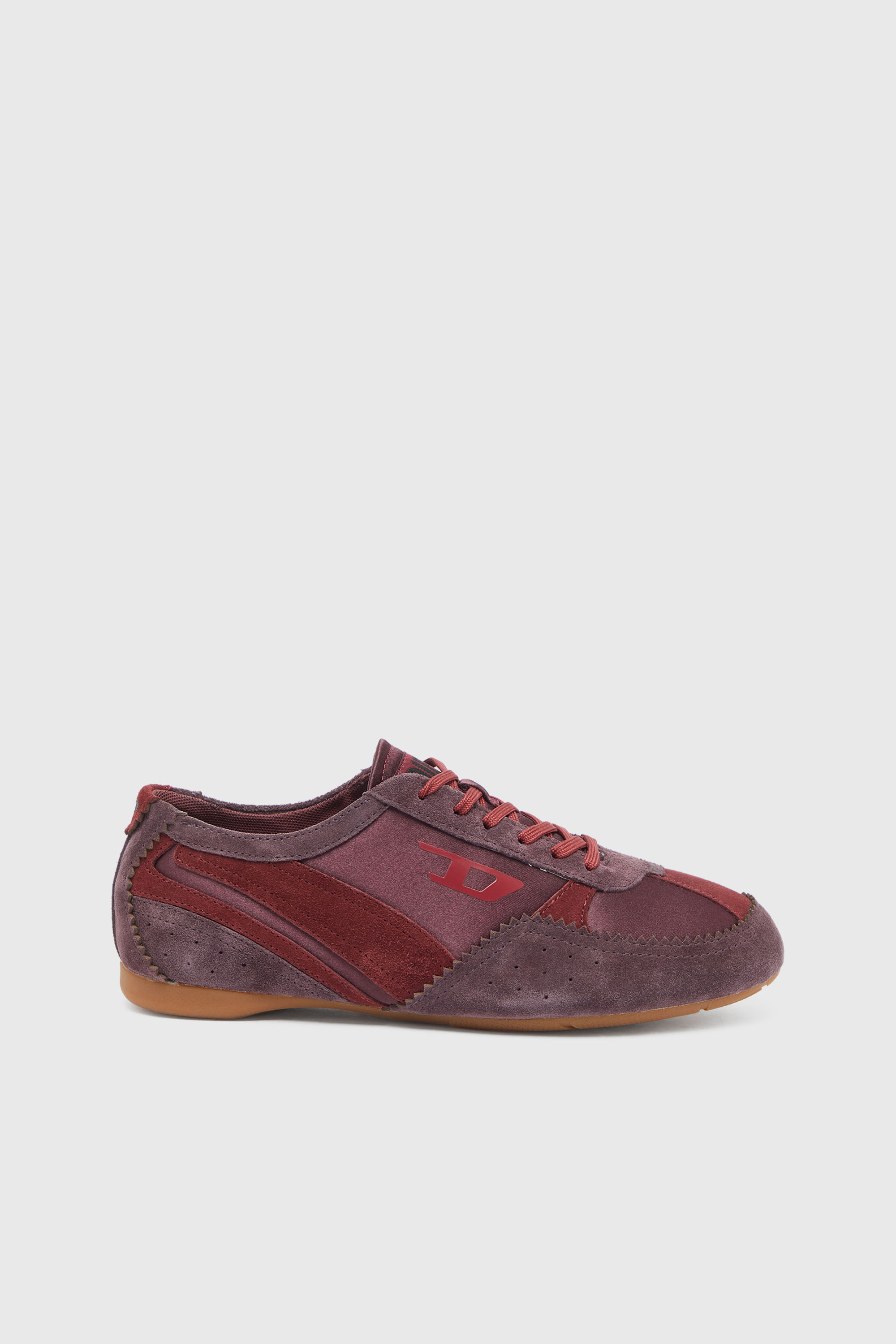 Diesel - D-MILE LOW II W, Woman's D-Mile-Flat sneakers with suede overlays in Burgundy - 1