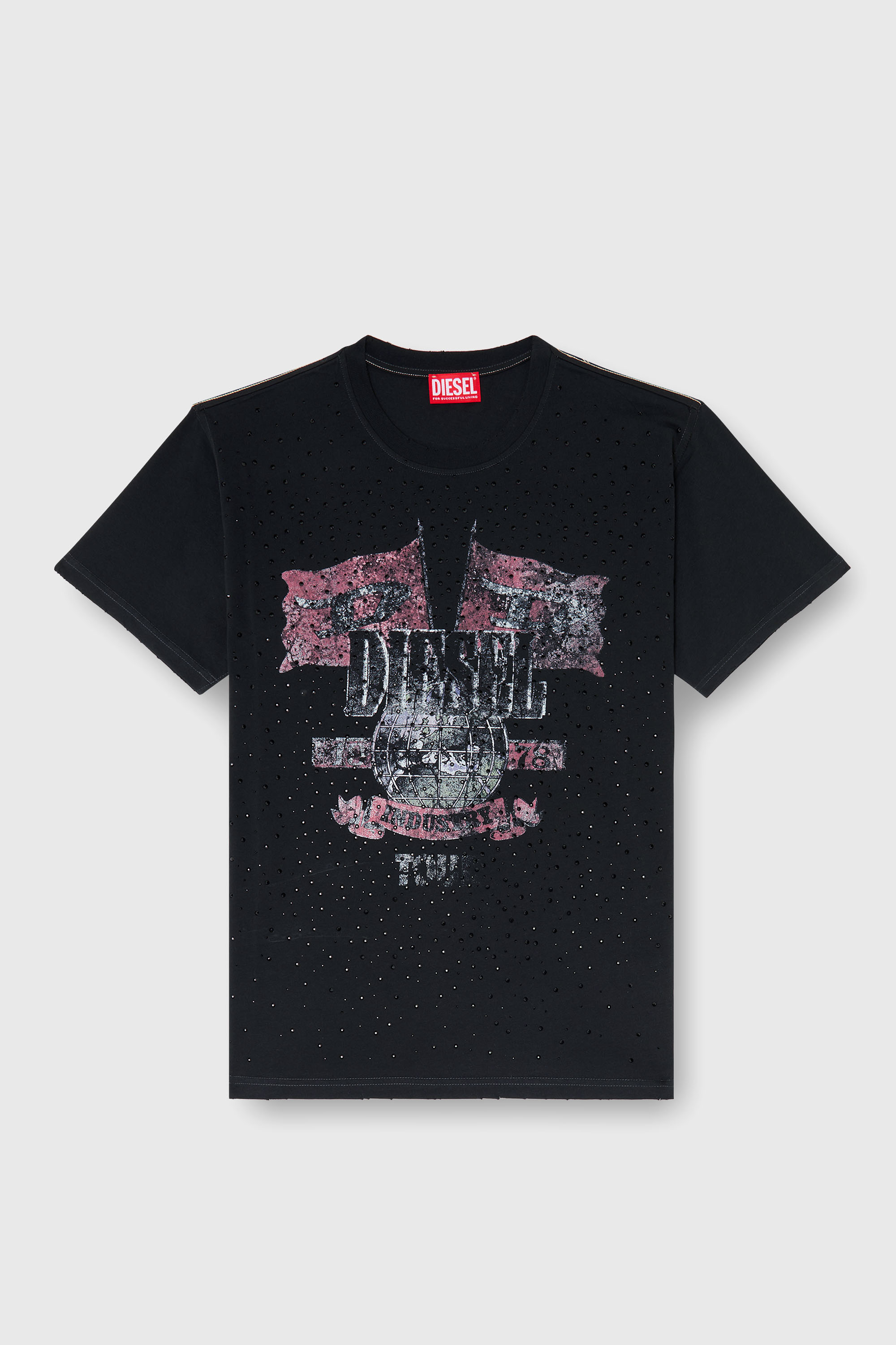 Diesel - T-MARLY, Woman's T-shirt with concert graphics and crystals in null - 2