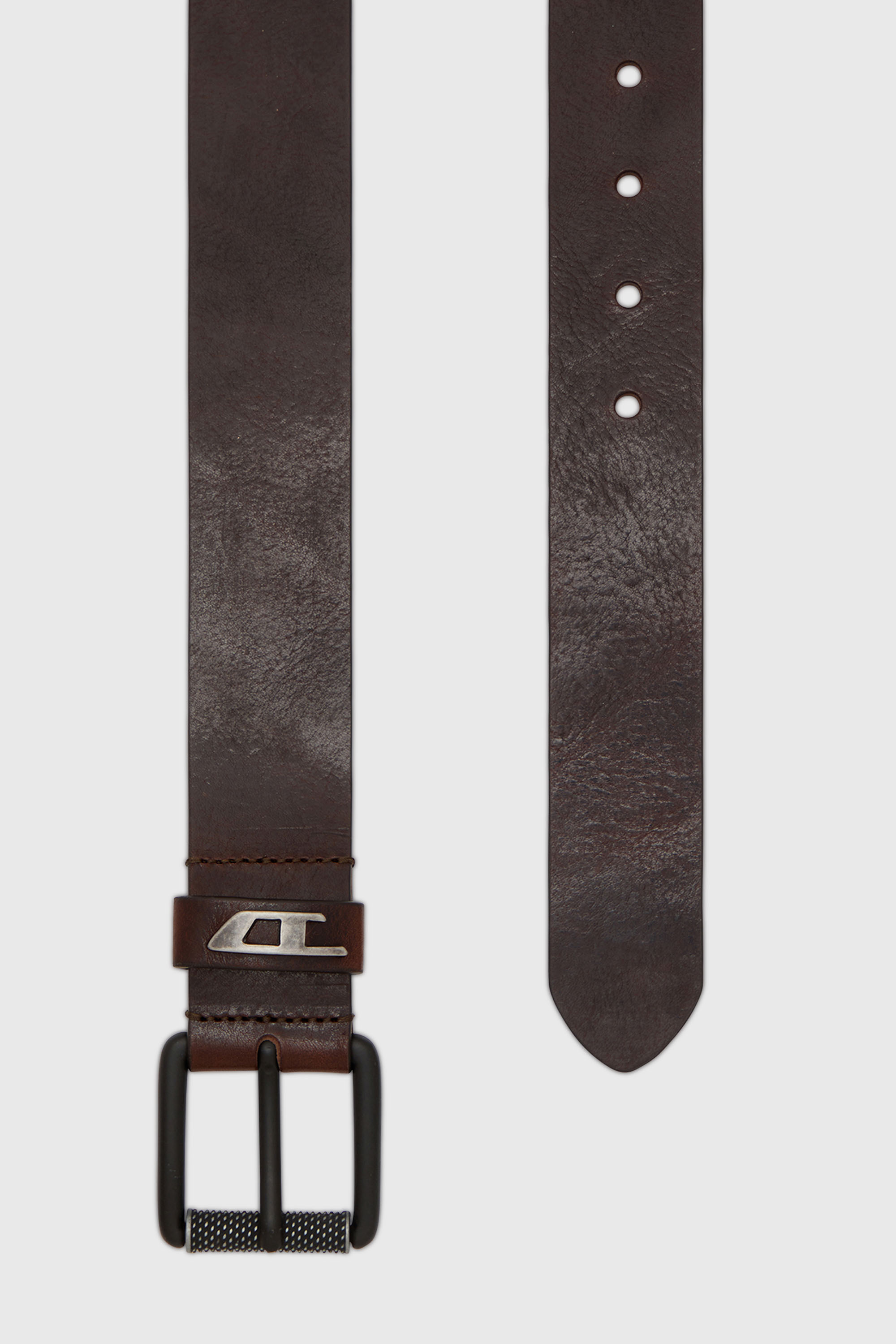 Diesel - B-DAVE II, Man's 3.5cm shiny leather belt with logo loop in Brown - 2