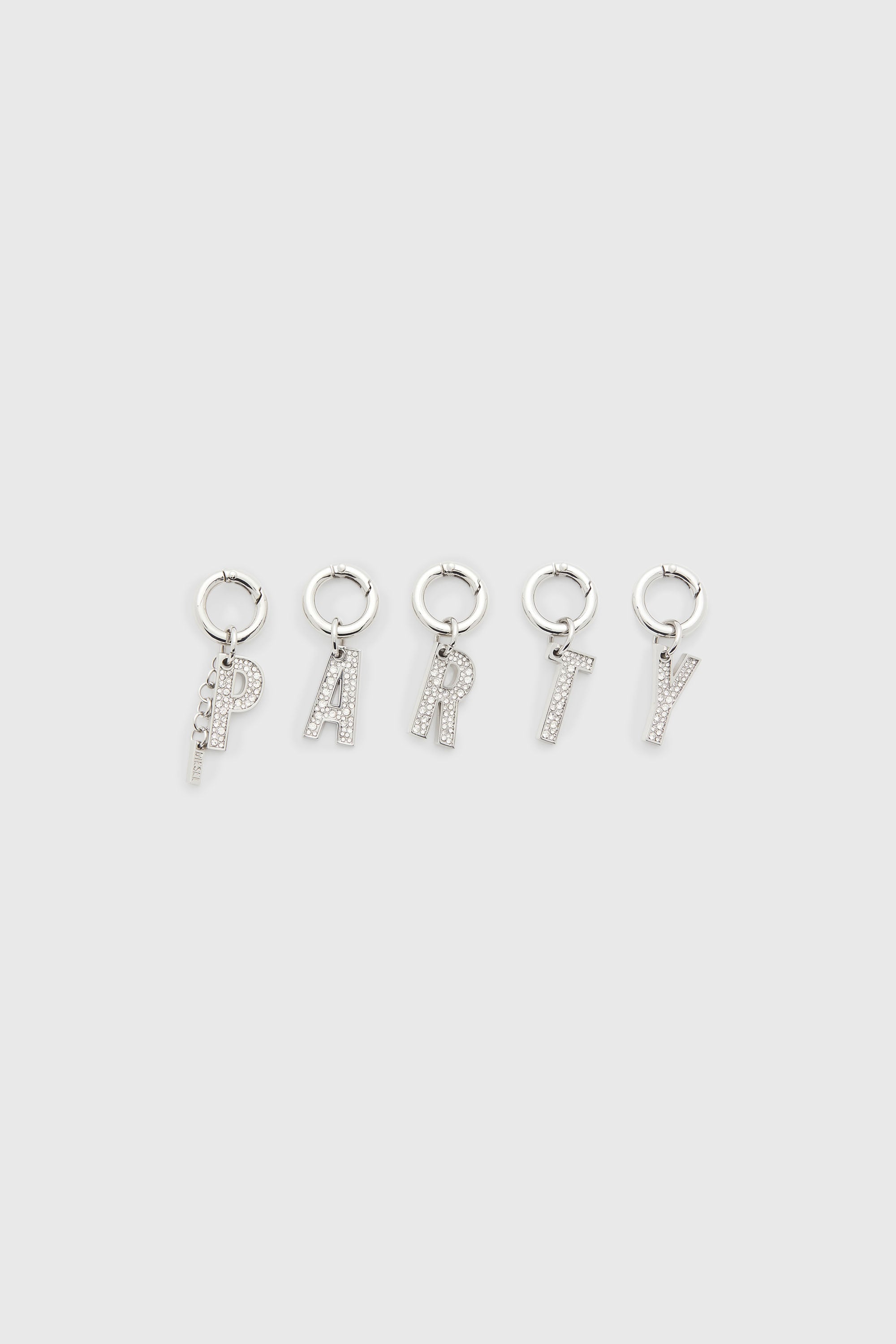 Metal PARTY charms with rhinestones