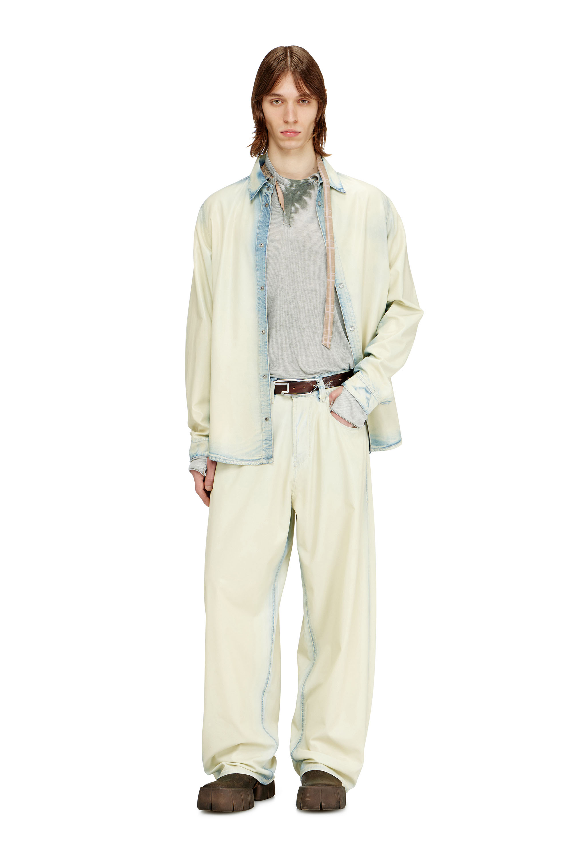 Diesel - B-D LINE 30, Unisex's 3cm waxed-leather belt with D-logo buckle in Brown - 4