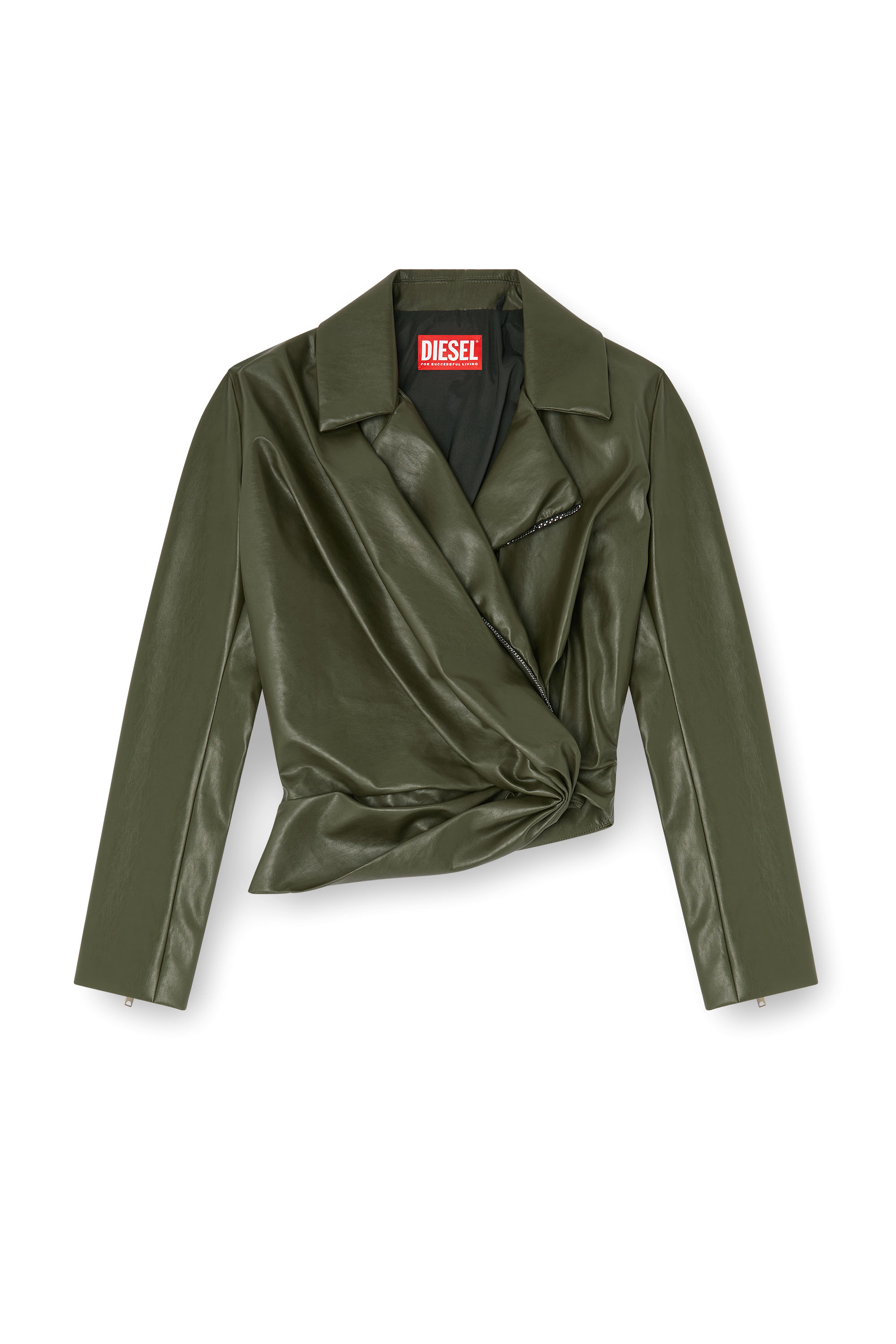 Diesel - G-DRAP, Woman's Draped wrap-effect jacket in Green - 4