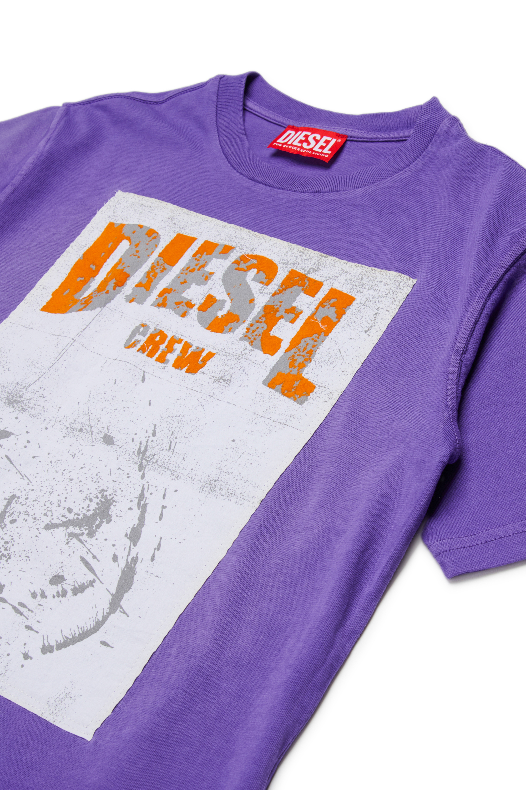 Diesel - TBERS OVER, Man's Cotton T-shirt with flocked Diesel graphic print in Violet - 3