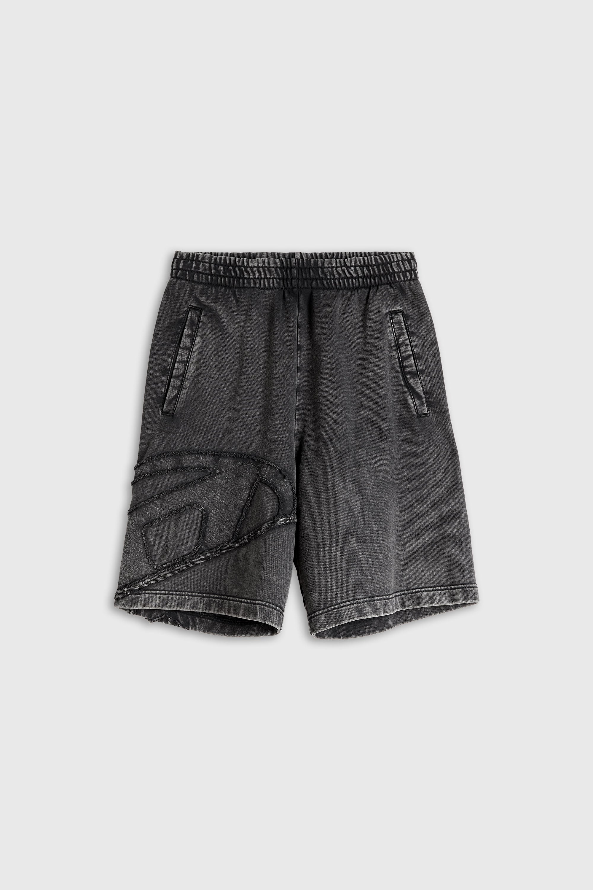 Diesel - P-CROW-MEGCUT, Man's Sweat shorts with sectioned Oval D logo in Black - 2