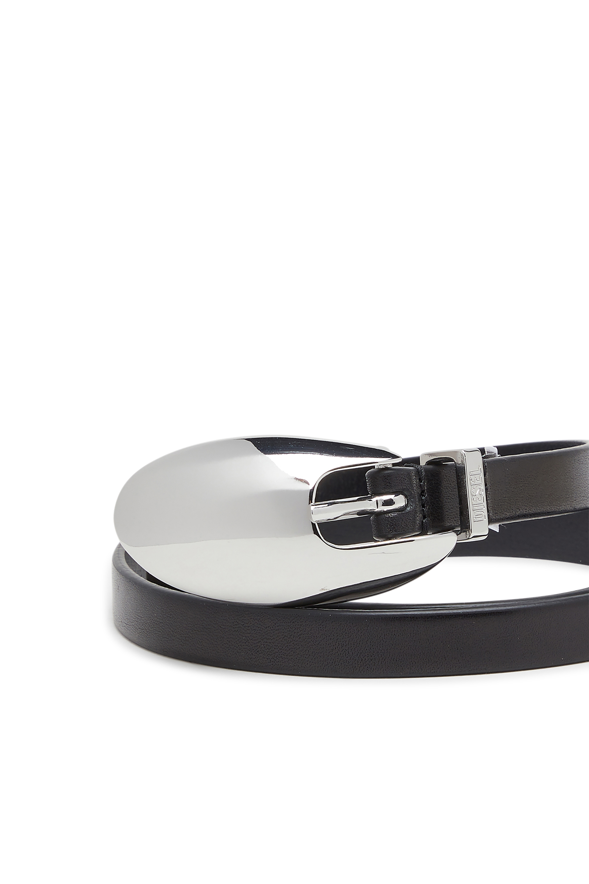 Diesel - B-ROP 15, Woman's 1.5cm leather belt with sculptural buckle in Black - 3