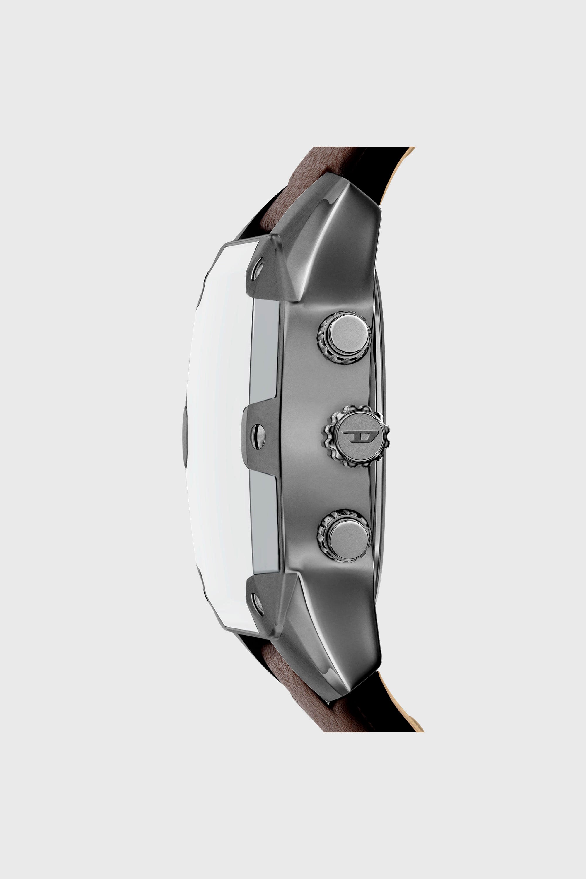 Diesel - DZ4737 WATCH, Man's Spiked Cushion brown leather watch in Brown - 2
