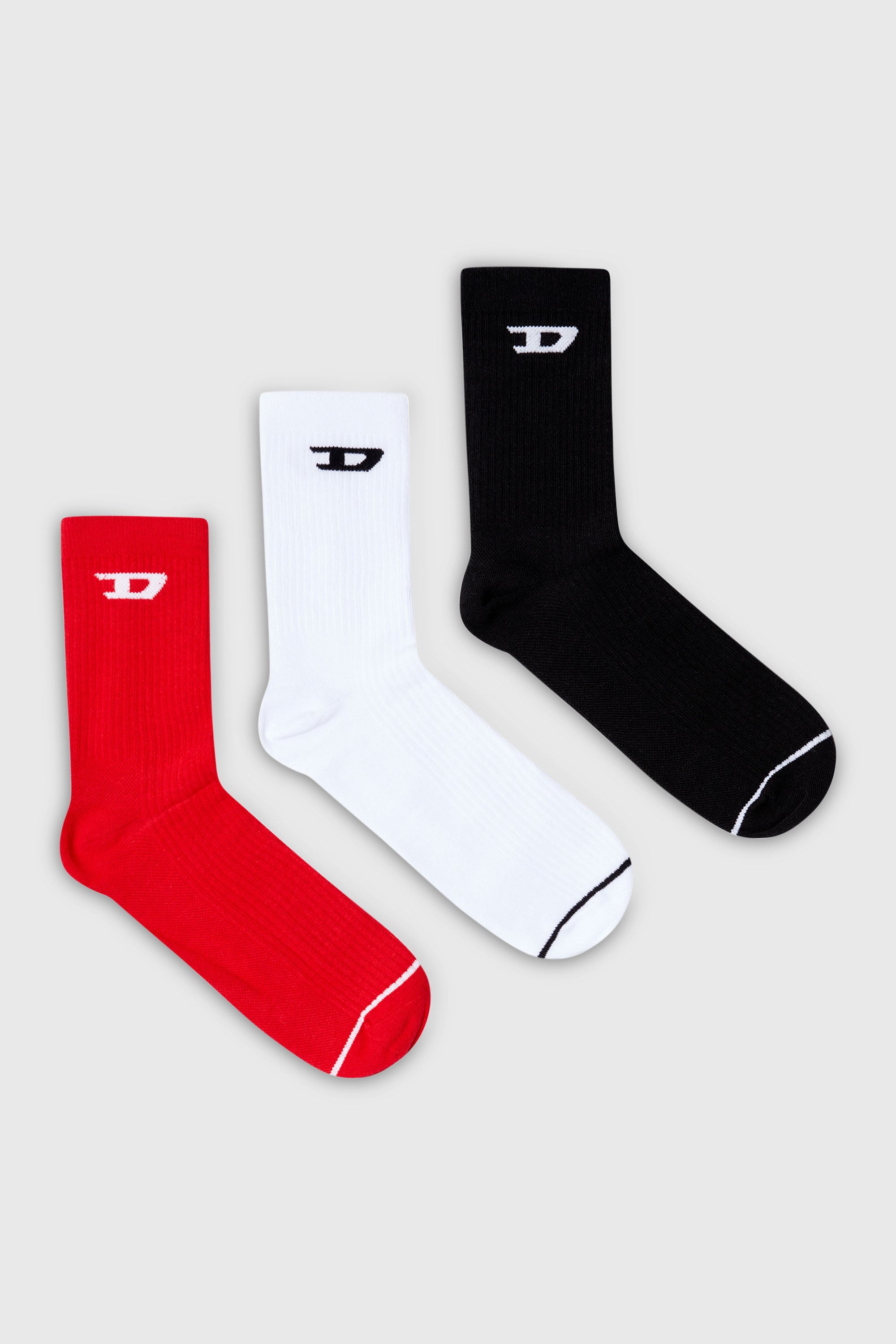Three-pack ribbed socks with D logo