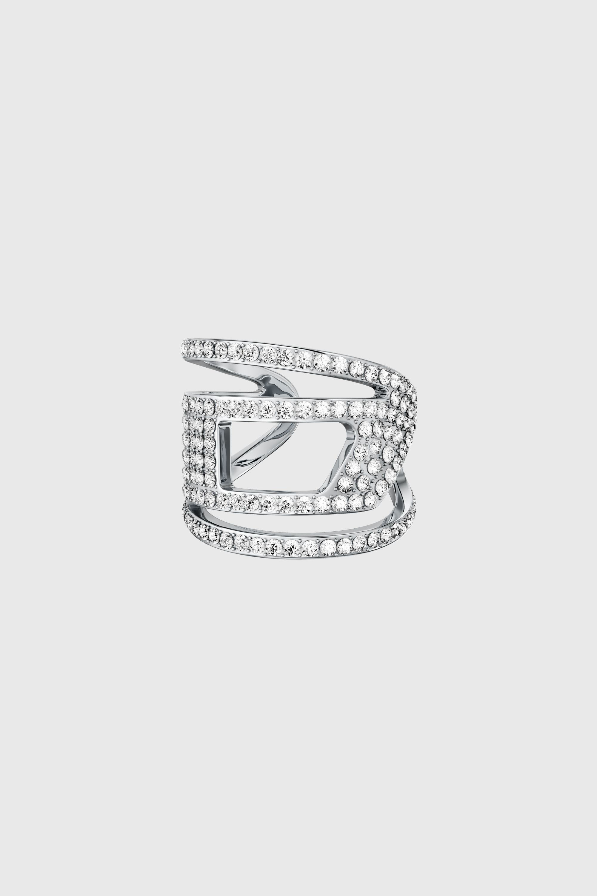 Diesel - DX1705040 JEWELLERY, Unisex's Stainless steel glitz D band ring in Silver - 3