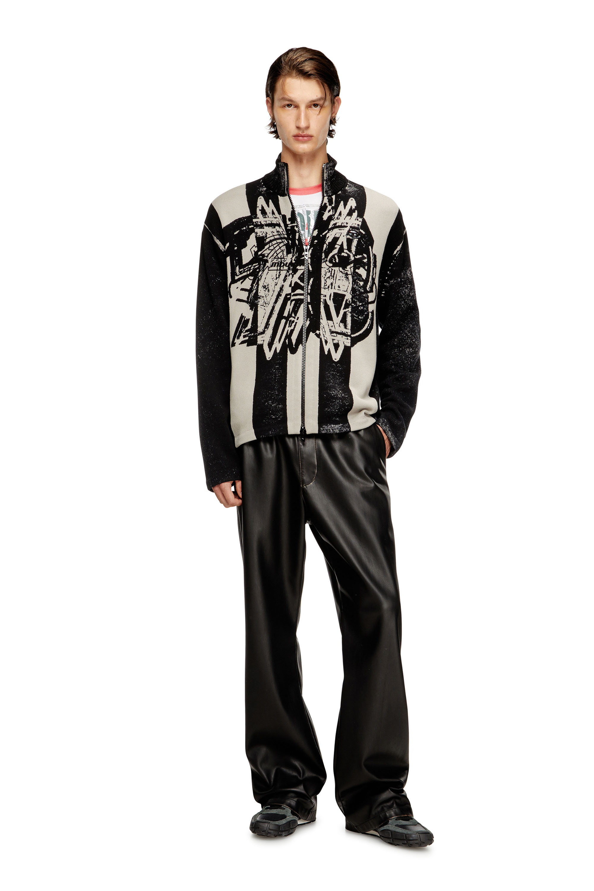 Diesel - K-OLIBA-JKT, Man's Inside-print striped zipped cardigan in null - 2